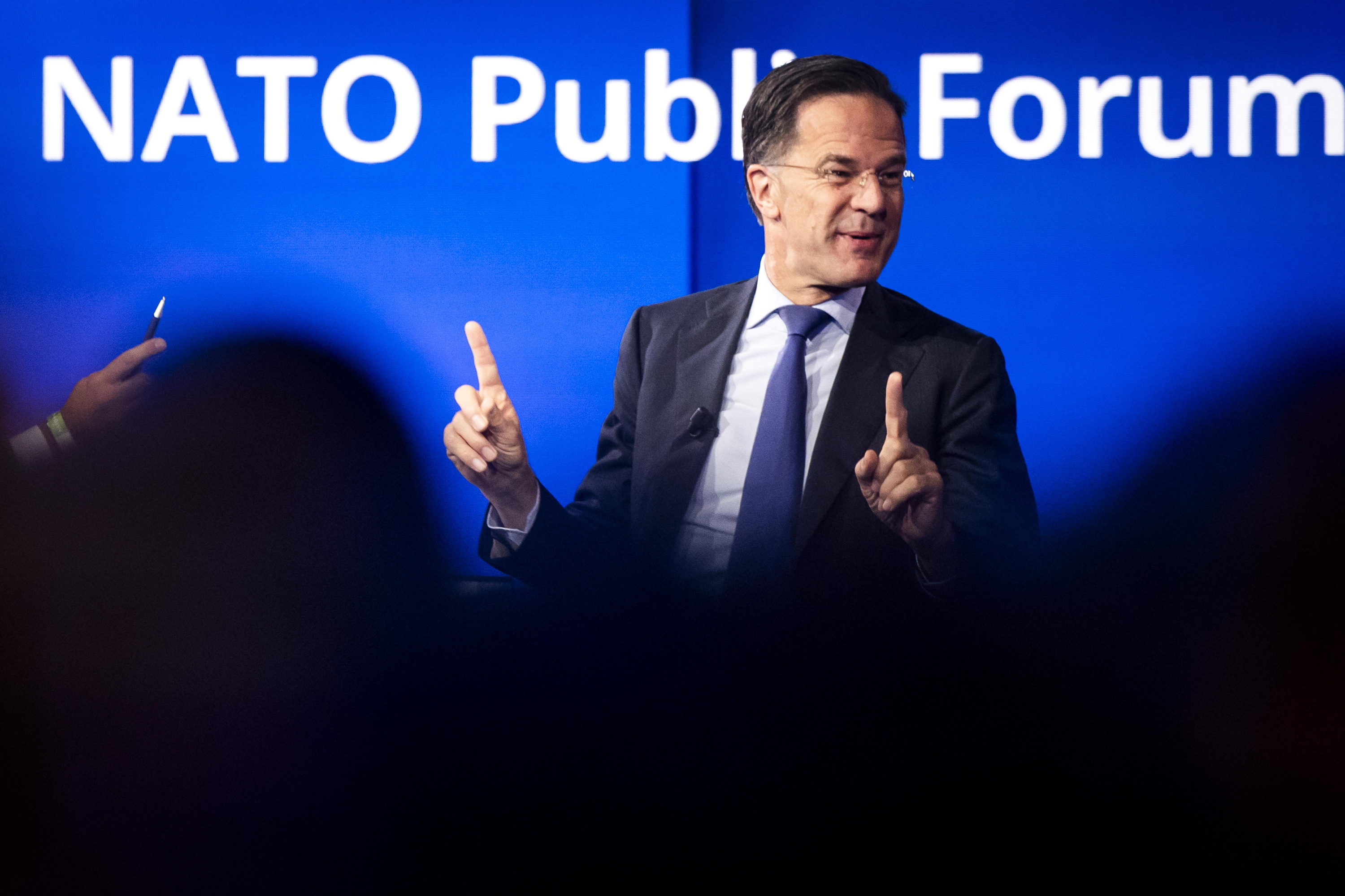 Mark Rutte NATOko idazkari nagusia Hagan, gaur. IRIS VAN DEN BROEK / EFE