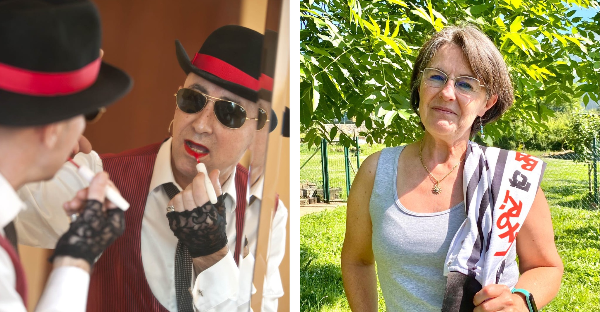 Doctor Deseo taldeko Francis Diez eta Txori Barrote konpartsako Olatz Agirre, Bilboko aurtengo jaietako pregoilaria eta txupinera. BILBOKO UDALA