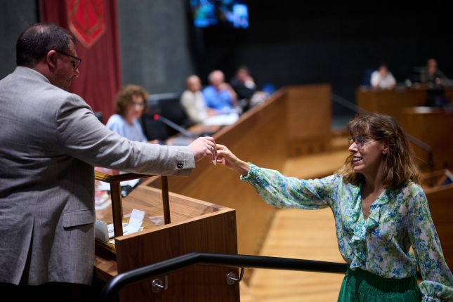 Maite Esporrin, gaur, bozkatzen. MIGUEL OSES Maite Esporrin, gaur, bozkatzen. MIGUEL OSES
