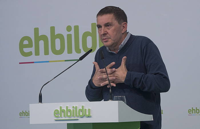 Arnaldo Otegi, EH Bilduko koordinatzailea nagusia, gaur, Donostian. ANDONI CANELLADA, FOKU