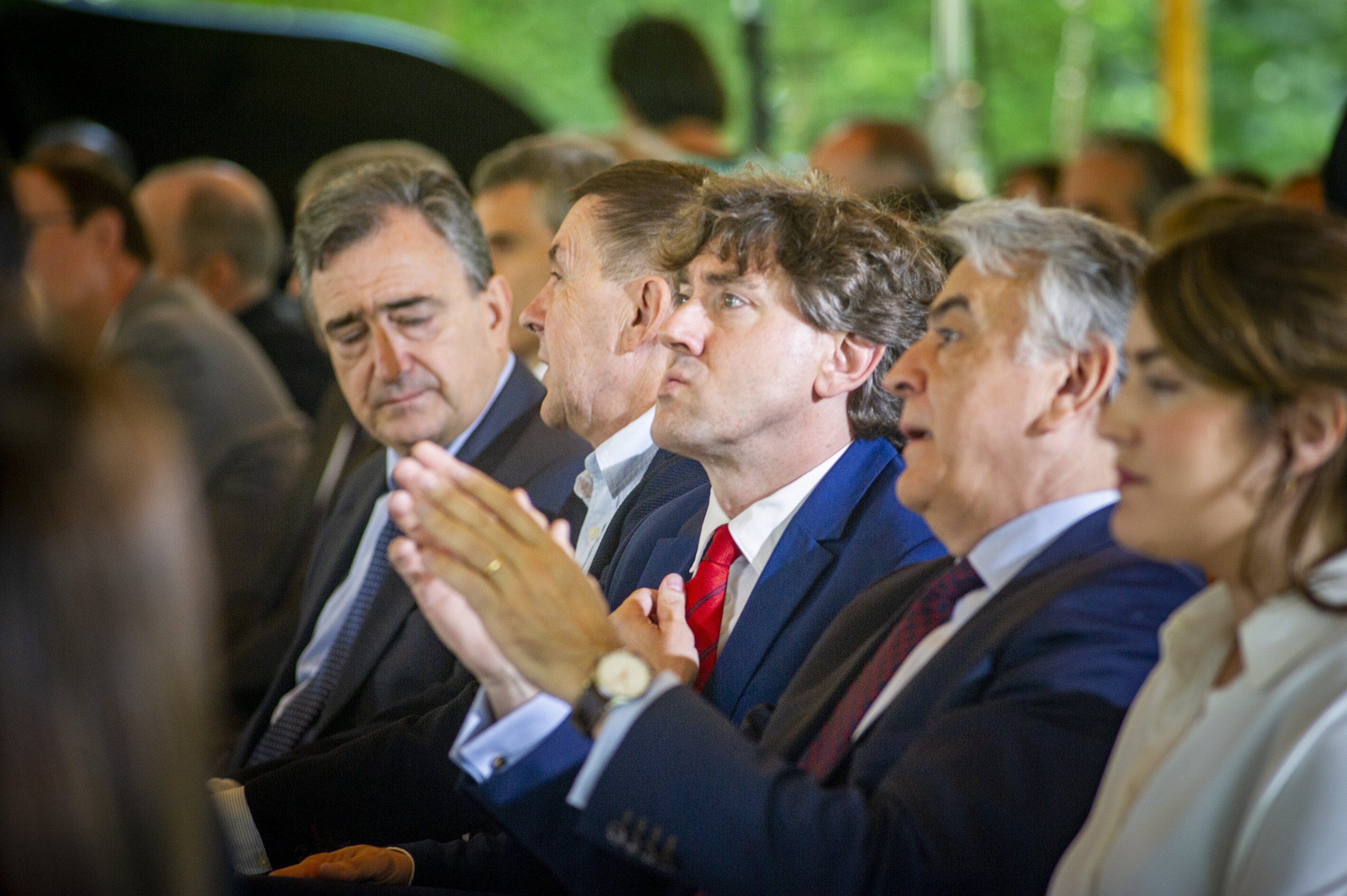 Esteban, Otegi, Andueza, De Andres eta Garcia Garaikoetxearen omenaldian, ekainaren 16an. JAIZKI FONTANEDA / FOKU