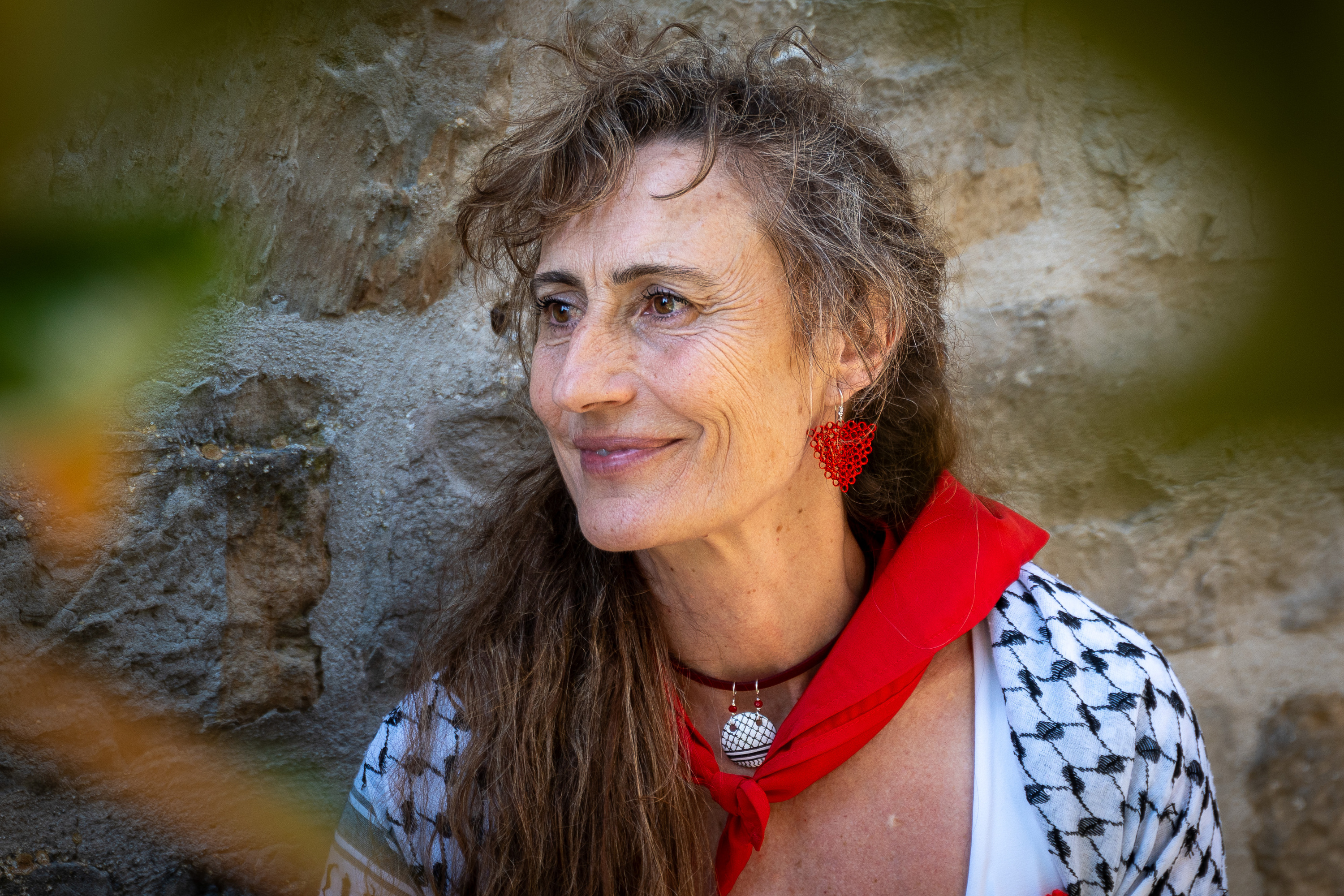Lidon Soriano Yala Nafarroa Palestinarekin plataformako bozeramailea, asteazkenean, Iruñean. AITOR KARASATORRE / FOKU