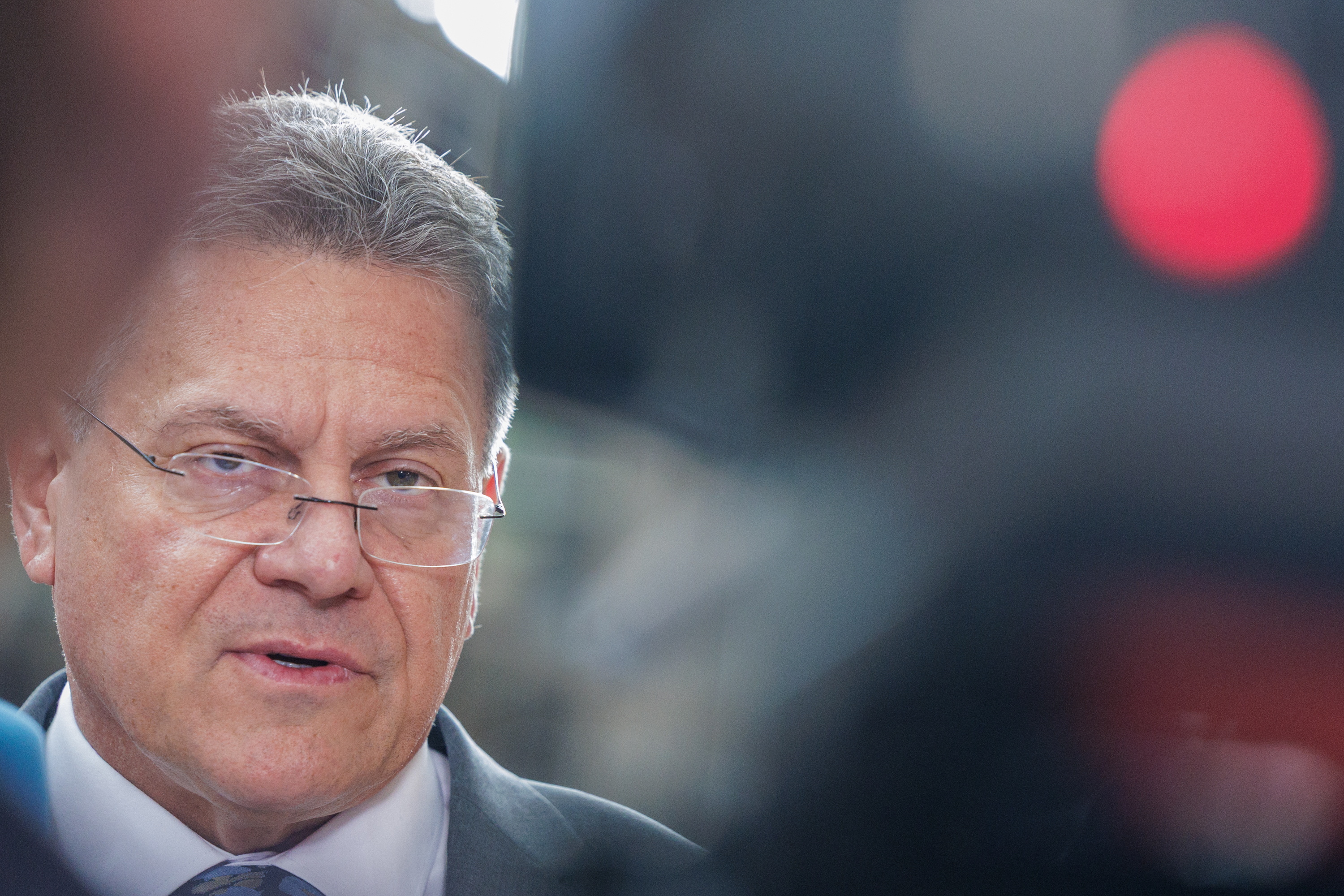 Maros Sefcovic Europako Merkataritza komisarioa, gaur, Bruselan. OLIVIER MATTHYS / EFE