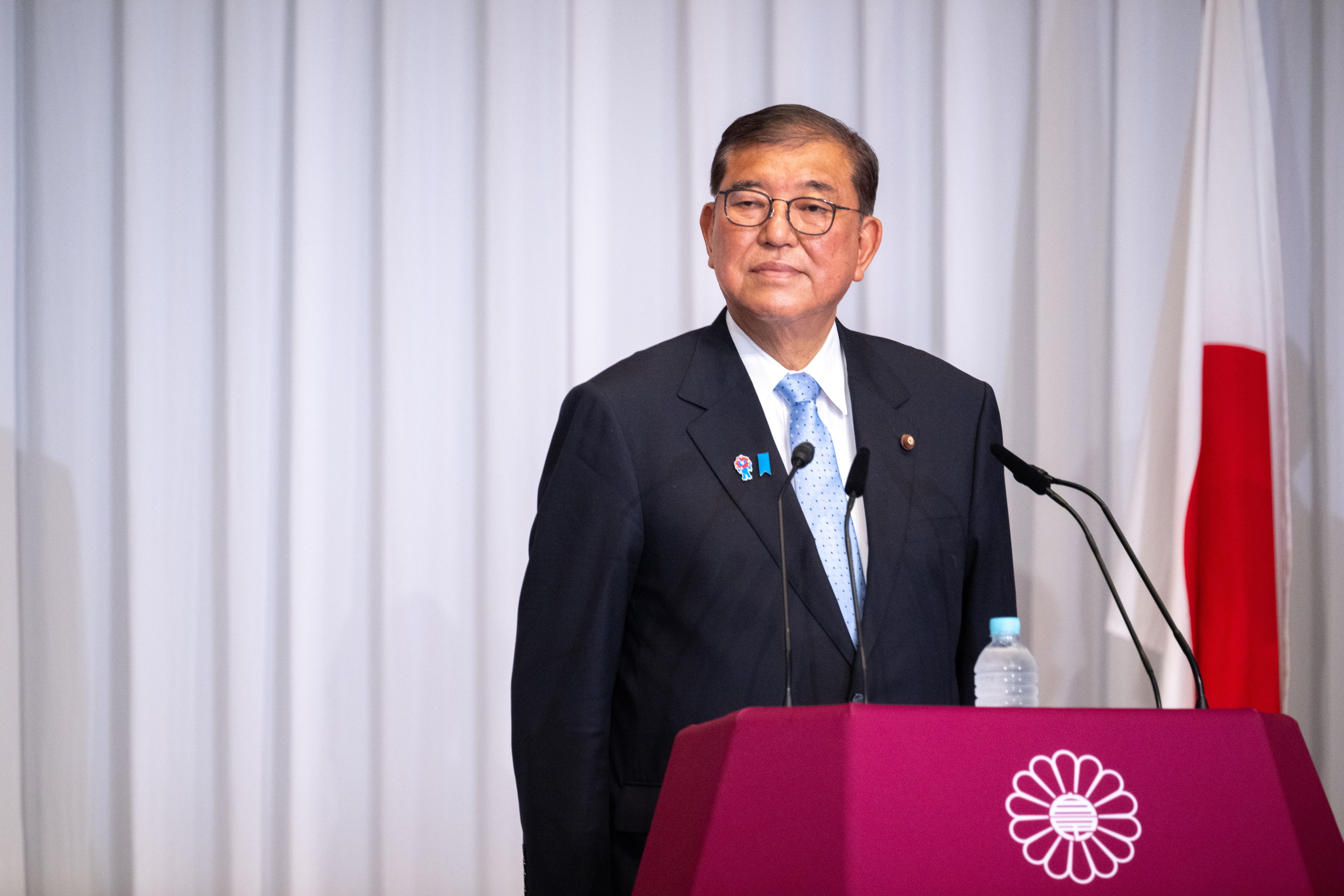 Shigeru Ishiba Japoniako lehen ministroa hauteskundeen osteko prentsaurrekoan. PHILIP FONG / EFE
