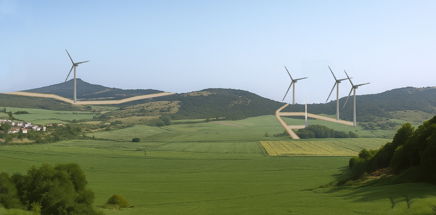 Azantzan eta Sarbilen eraiki nahi duten parke eolikoaren simulazioa. HITZA