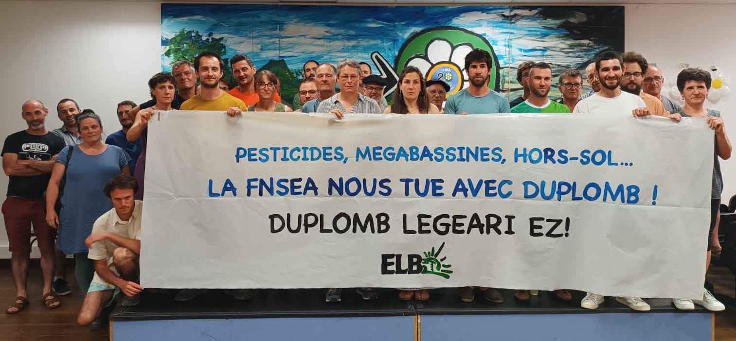 ELB sindikatuak 'Duplomb legearen' kontra egin zuen prentsaurrekoa, ekainean. ELB