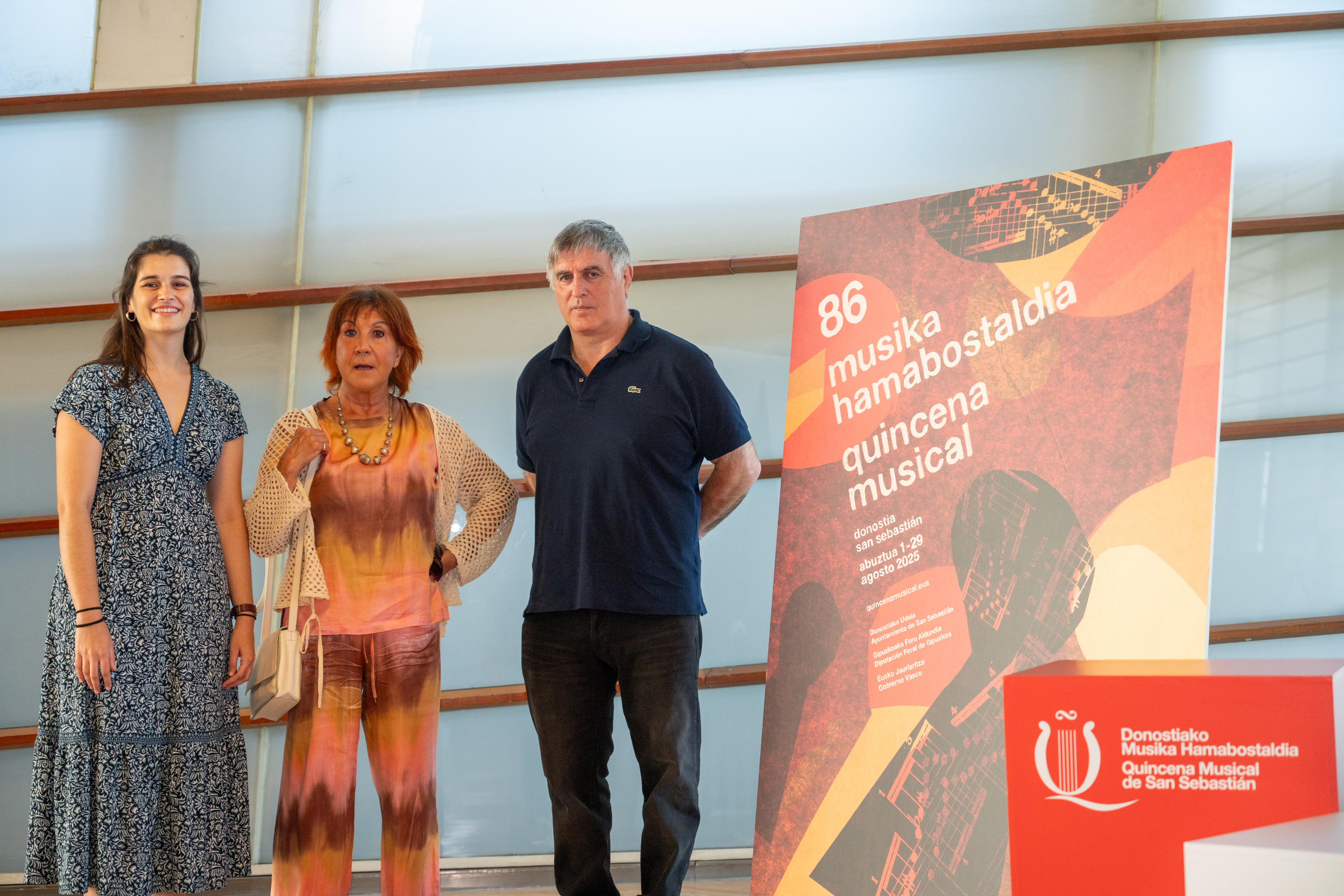 Maria Servera, Maribel Roldan eta Aitor Amilibia Musika Garaikideko zikloaren aurkezpenean, gaur, Kursaalean. GORKA RUBIO / FOKU