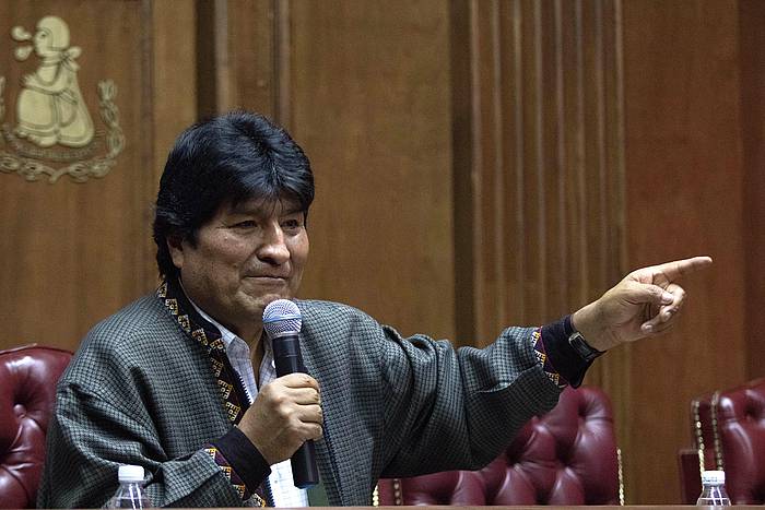 Evo Morales Boliviako presidente ohia, Mexikon, hedabideen aurreko agerraldi batean, joan den azaroaren 27an. EFE