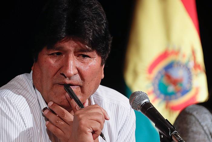 Evo Morales, asteartean Argentinan eman zuen prentsaurrekoan. JUAN IGNACIO RONCORONI / EFE