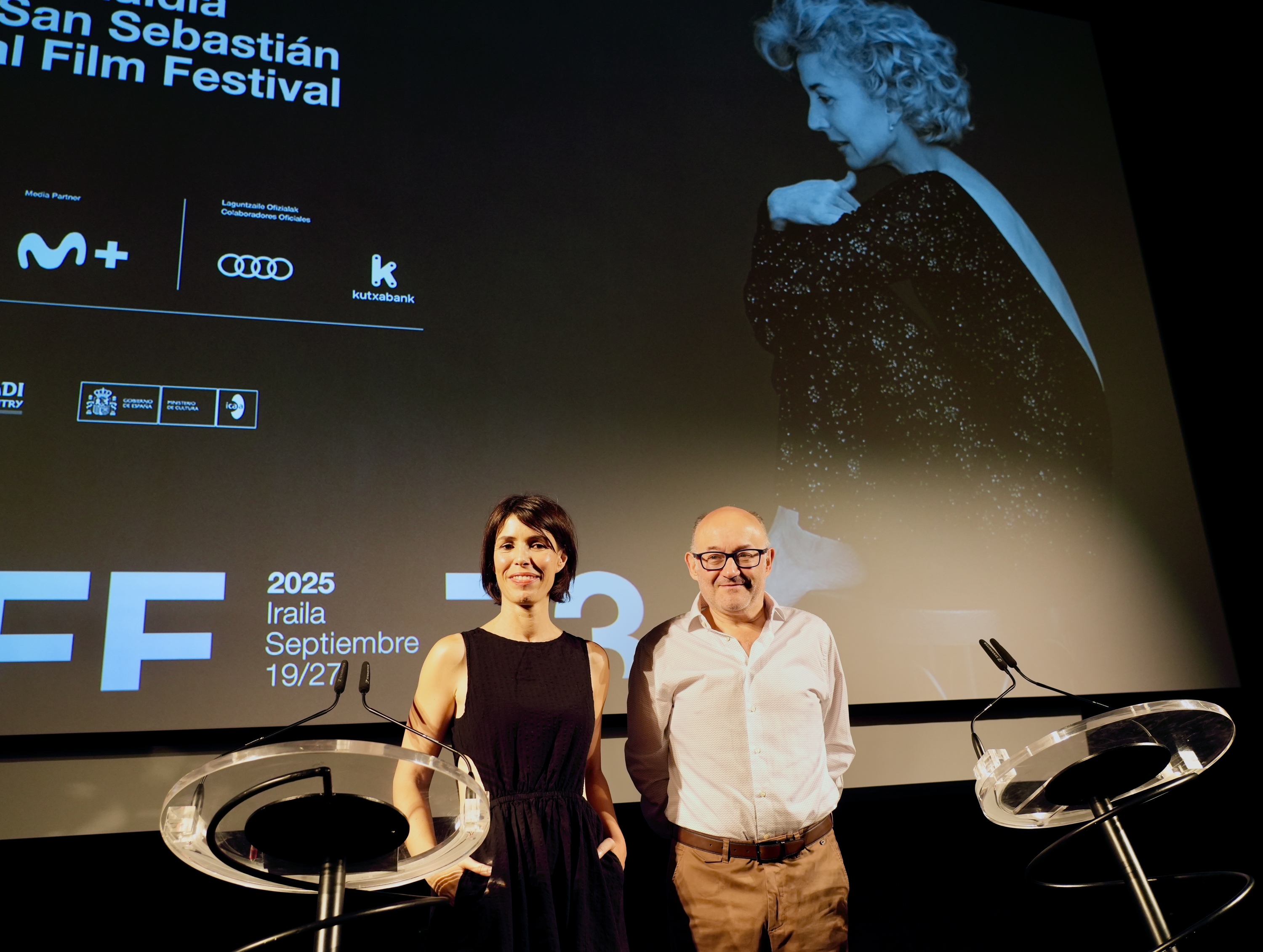 Ruth Perez de Anucita eta Jose Luis Rebordinos, gaur, Donostian egindako prentsaurrekoan. ANDONI CANELLADA / FOKU