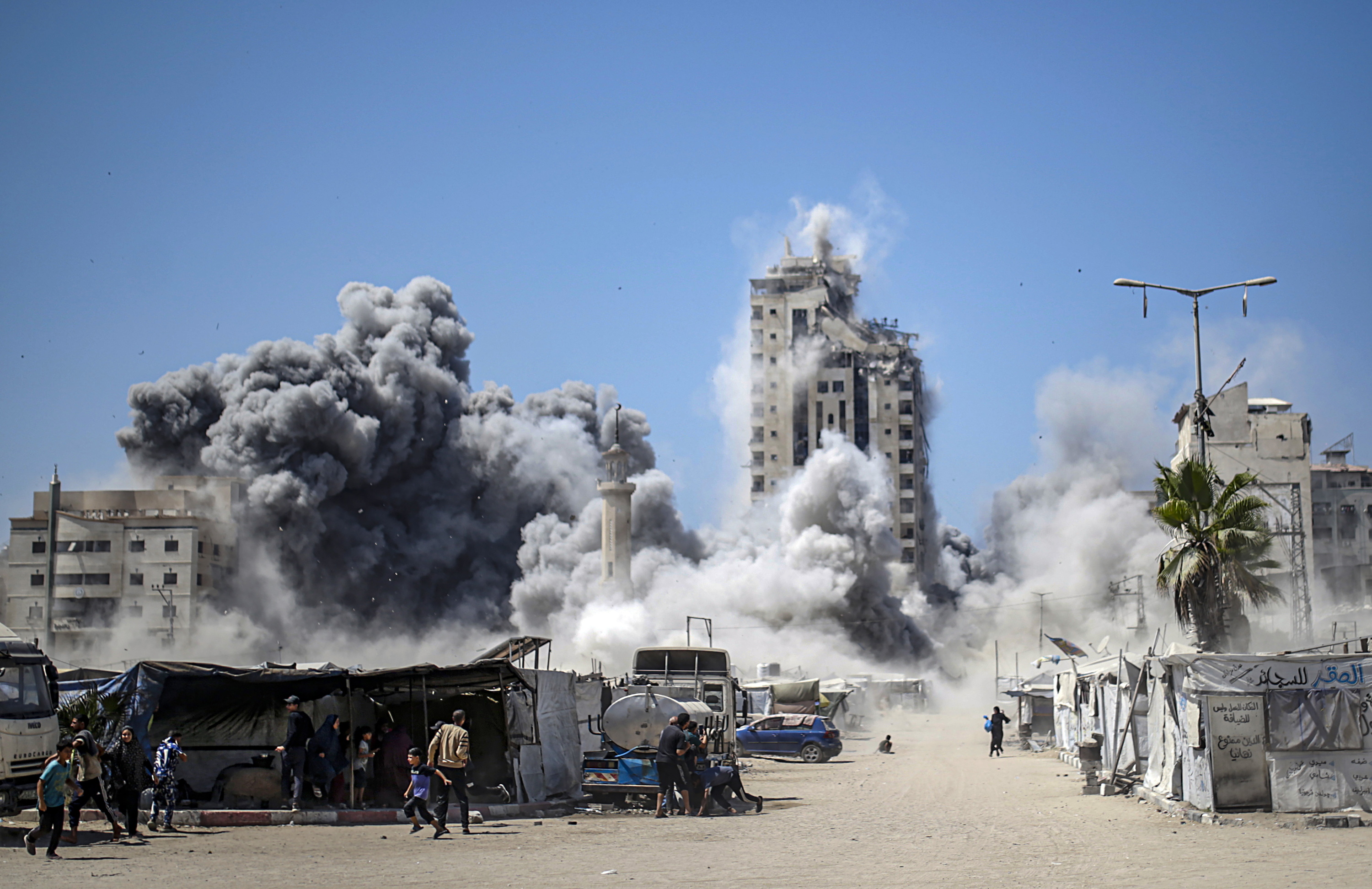 Gaza hiriko Muxtaha dorrea, Israelek jo ondoren, gaur. HAITHAM IMAD / EFE