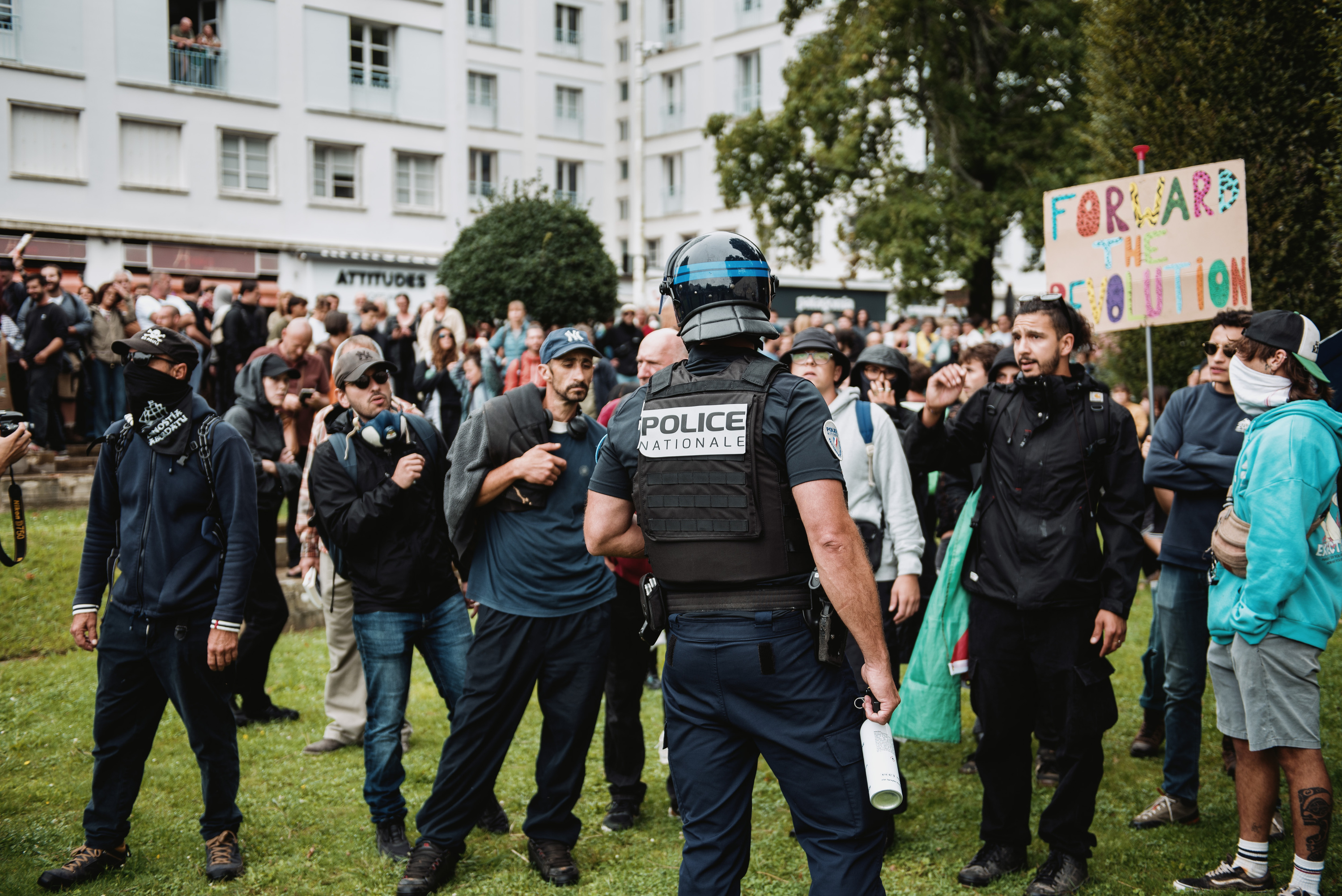 Liskarrak izan dira Frantziako Poliziarekin Baionan. GUILLAUME FAUVEAU