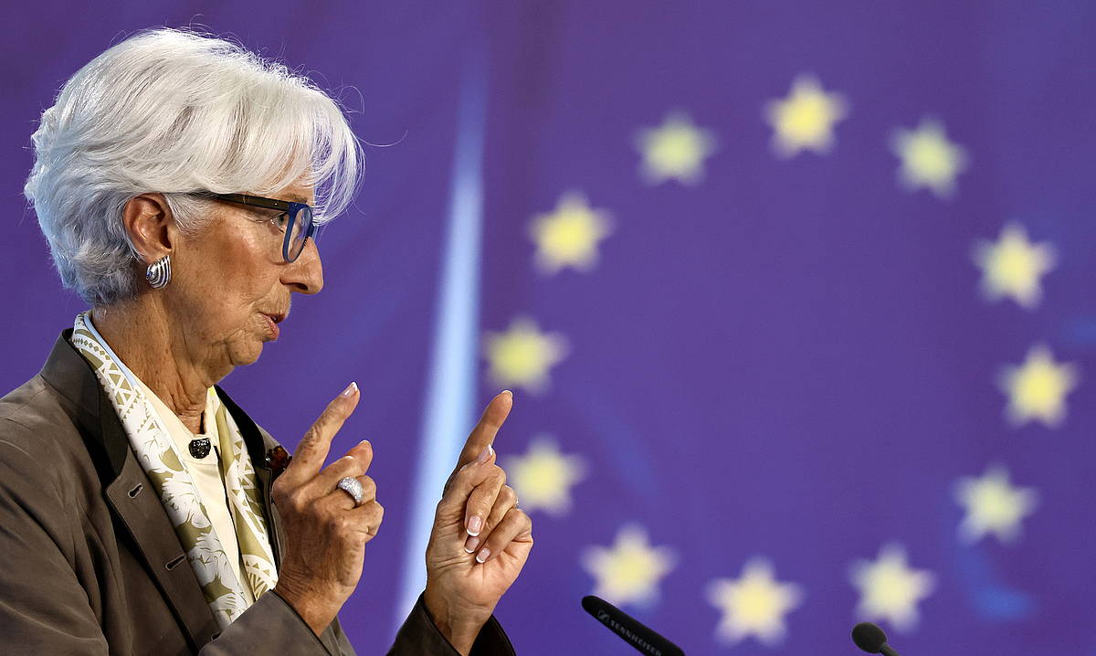 Christine Lagarde, EBZko presidentea, gaur Frankfurten. RONALD WITTEK / EFE