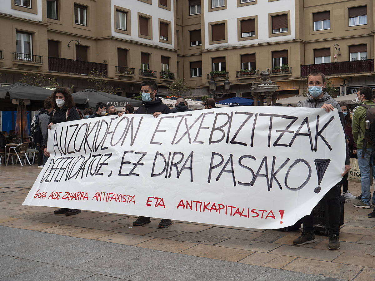 Desokupa enpresaren aurkako mobilizazioa, Bilbon, 2021ean. MONIKA DEL VALLE / FOKU