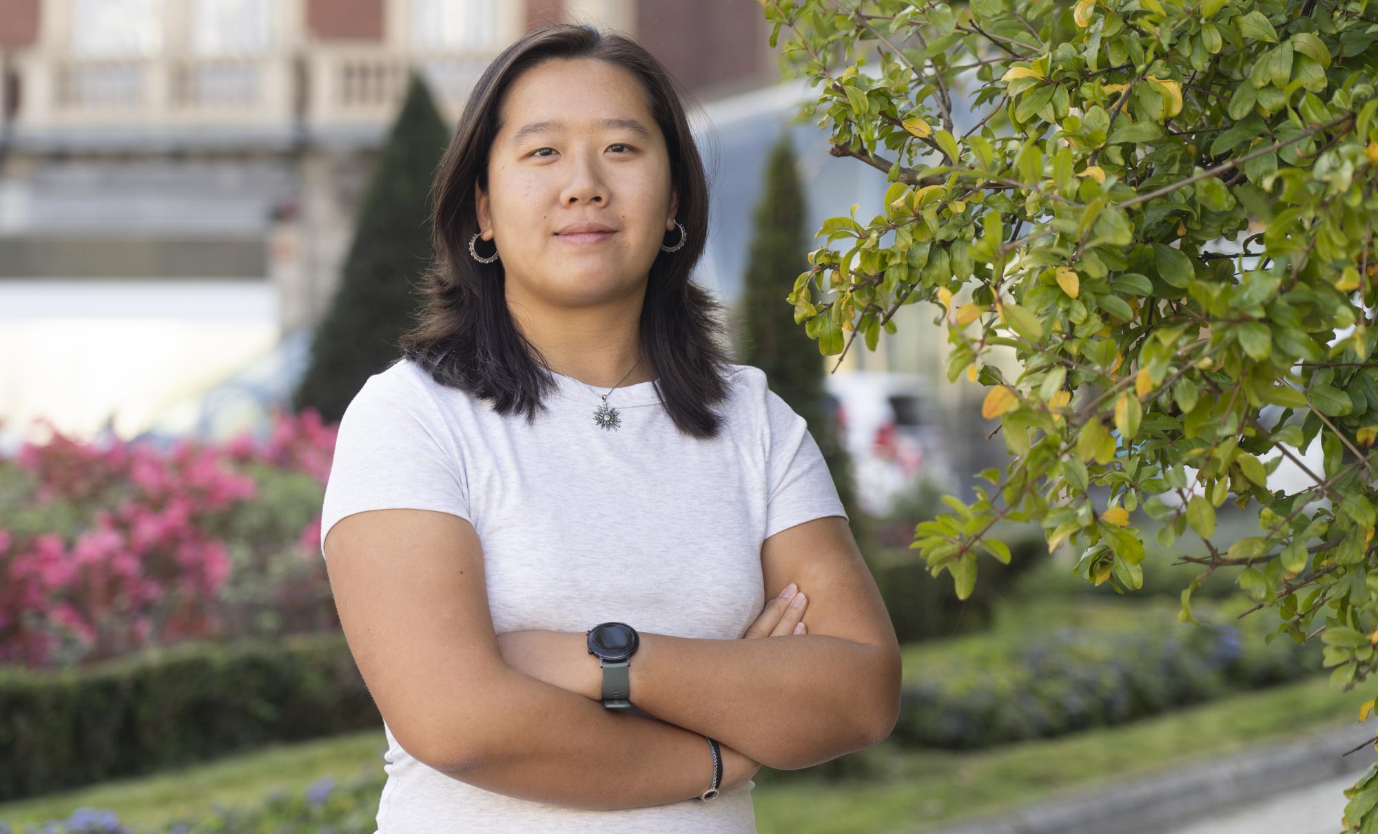 Elene Mengyu Larrinaga Bilbao, asteartean, Bilboko Moyua plazan. MONIKA DEL VALLE / FOKU