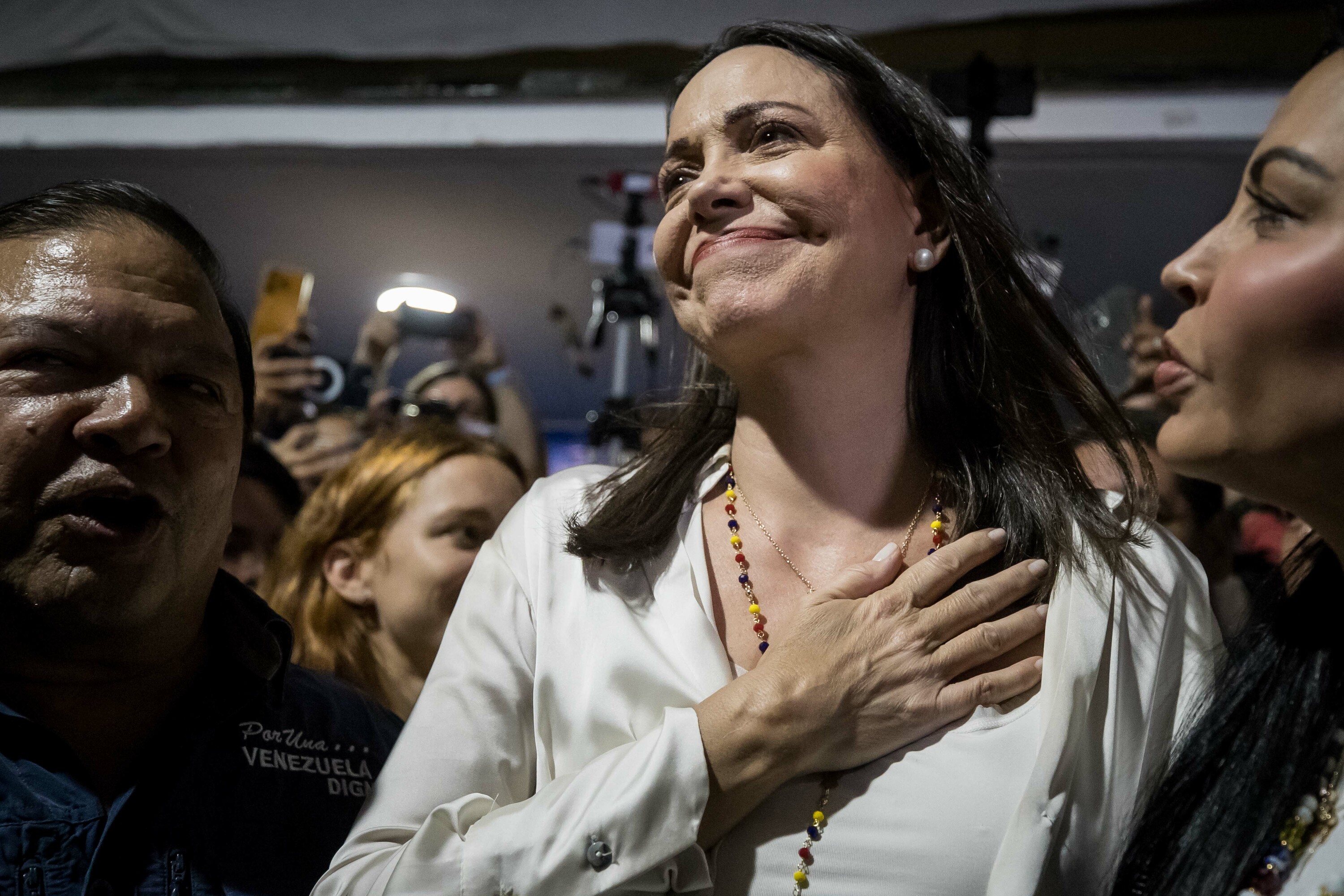 Maria Corina Machado Caracasen, 2023ko urrian primarioak egin zituztenean. MIGUEL GUTIERREZ / EFE