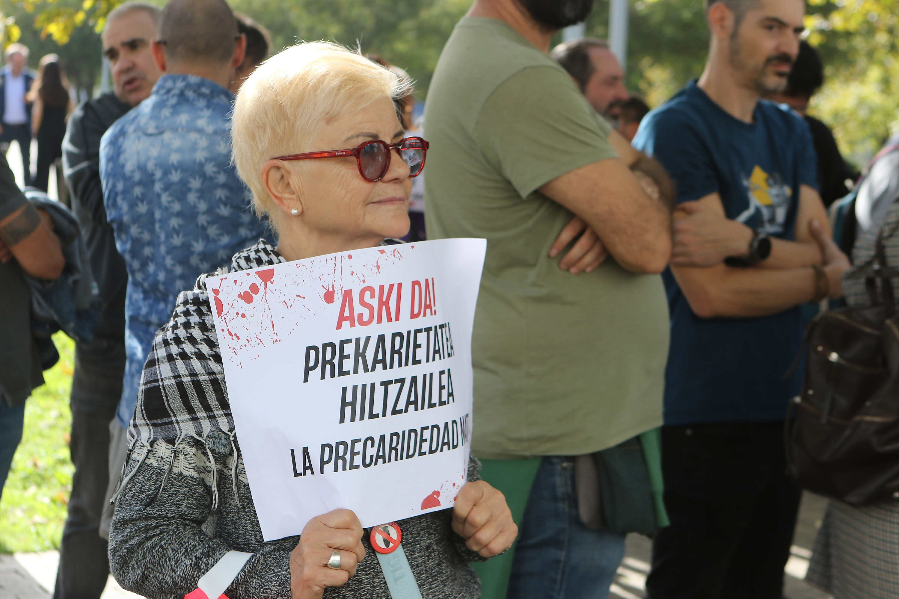 Lan istripuen aurkako protesta bat, artxiboko irudi batean. OSKAR MATXIN EDESA / FOKU