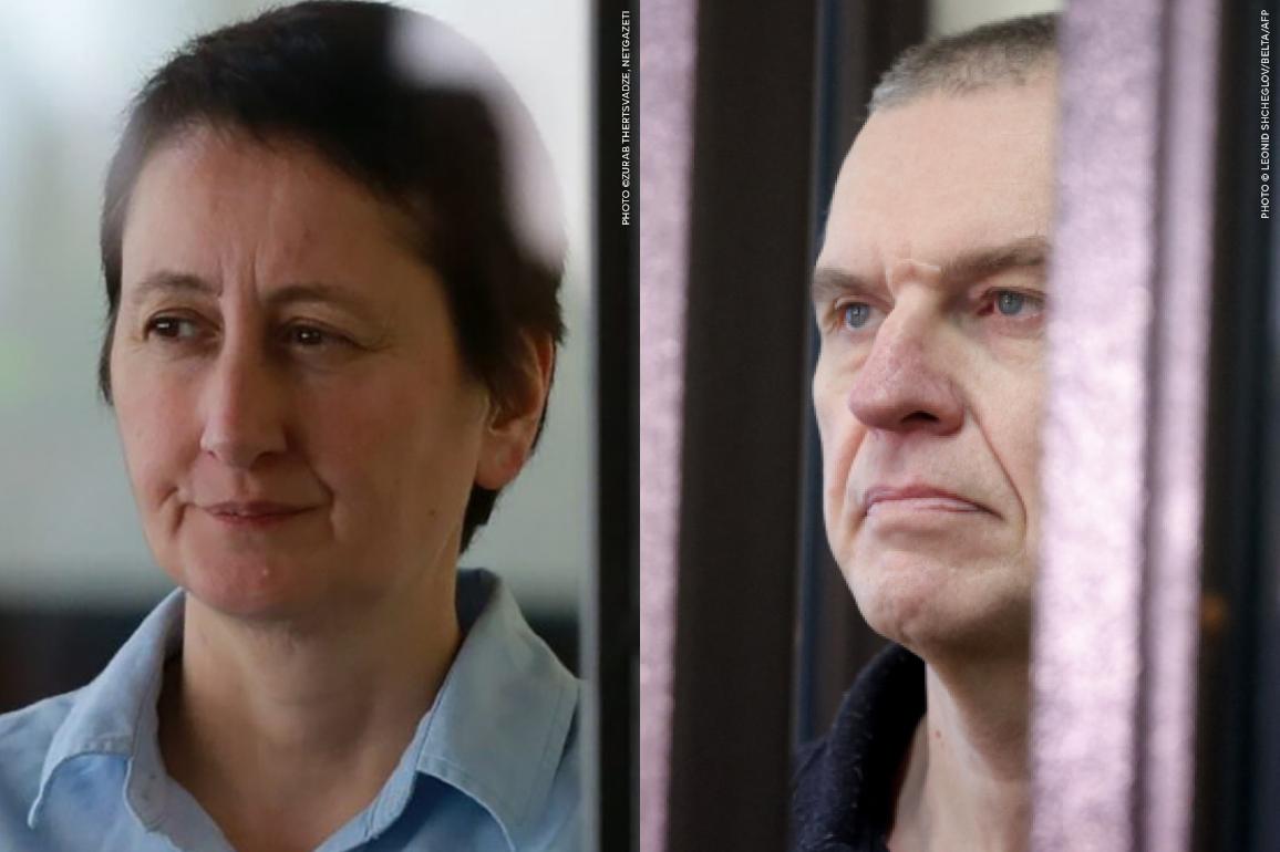 Mzia Amaglobeli georgiarra eta Andrzej Poczobut bielorrusiarra.