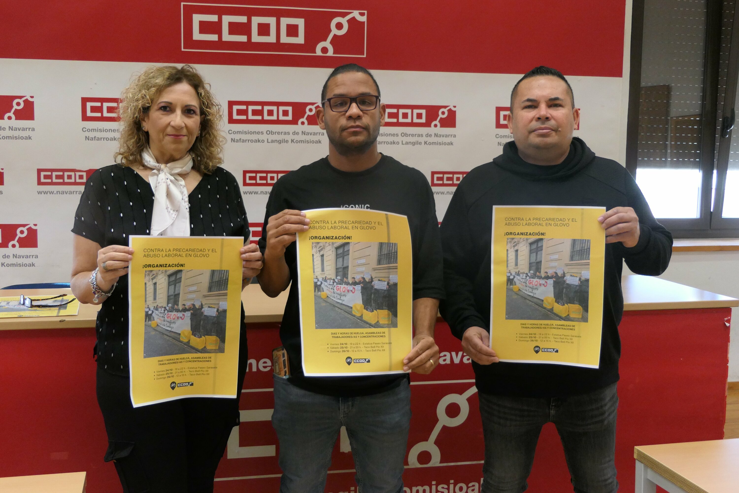 CCOOko eta Glovoko langile batzordeko kideak, joan den astean. CCOO