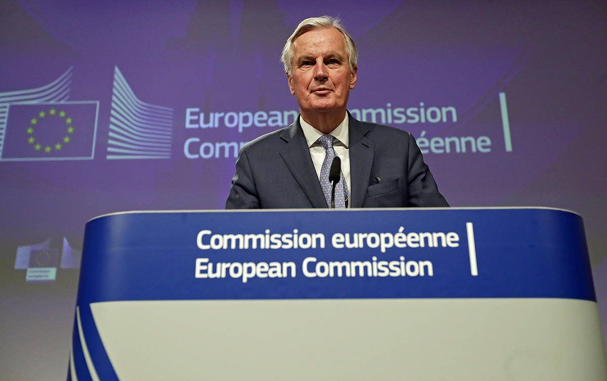 Michel Barnier EBko negoziatzailea, gaur, Bruselan. OLIVIER HOSLET / EFE