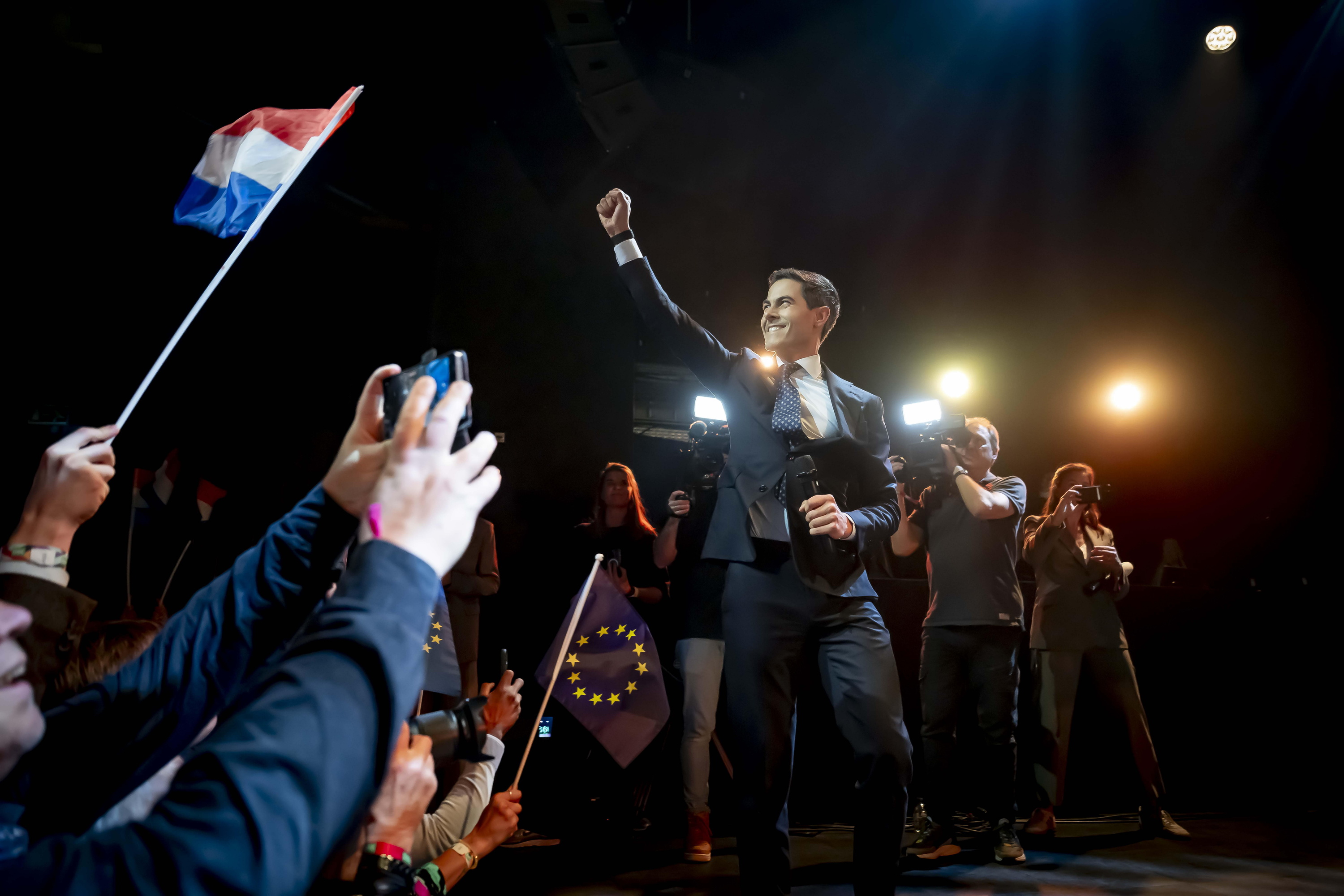 D66ren zerrendaburu Rob Jetten, atzo, Leidenen (Herbehereak). ROBIN UTRECHT / EFE