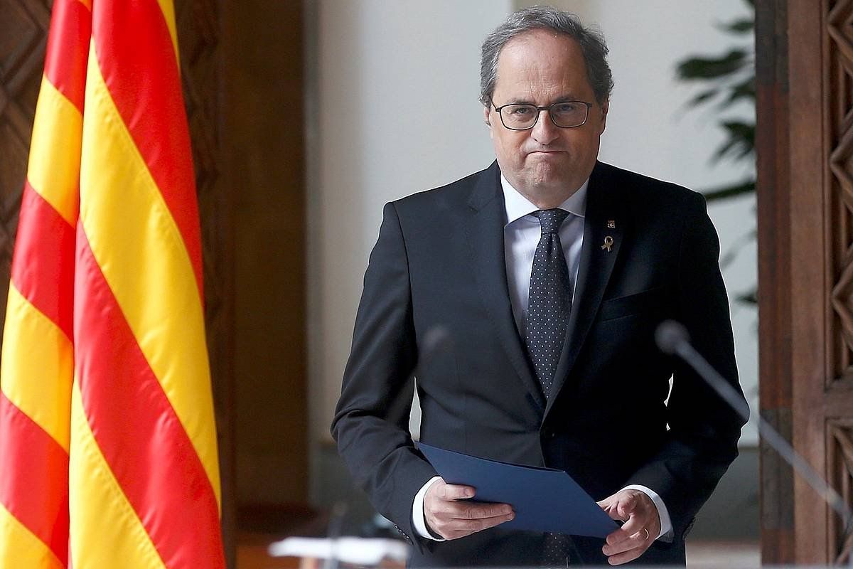 Quim Torra Kataluniako presidentea, Generalitatearen Jauregian, urtarrilaren 29an. QUIQUE GARCIA, EFE