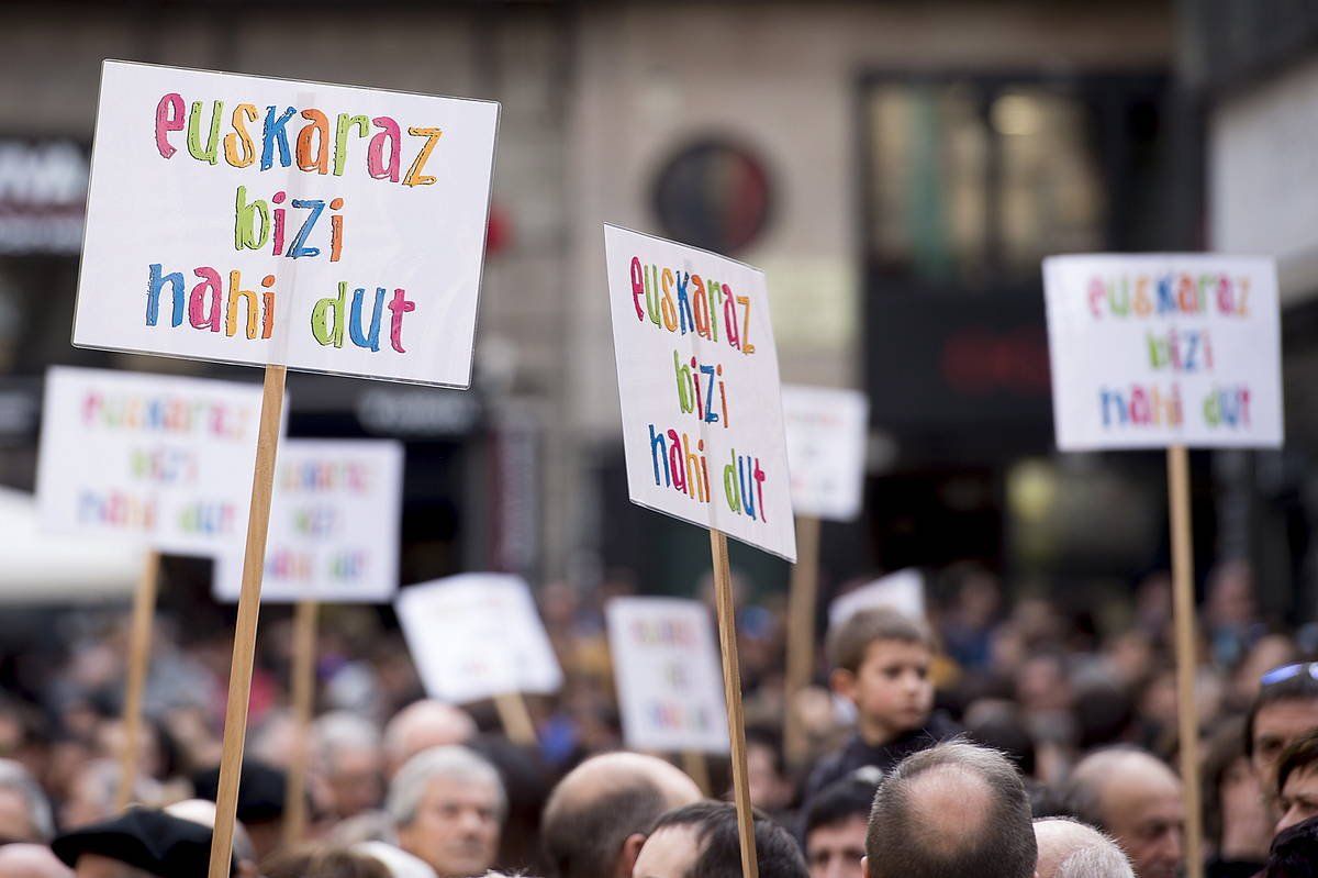 Euskaren aldeko mobilizazio bat Iruñean. IñIGO URIZ, FOKU