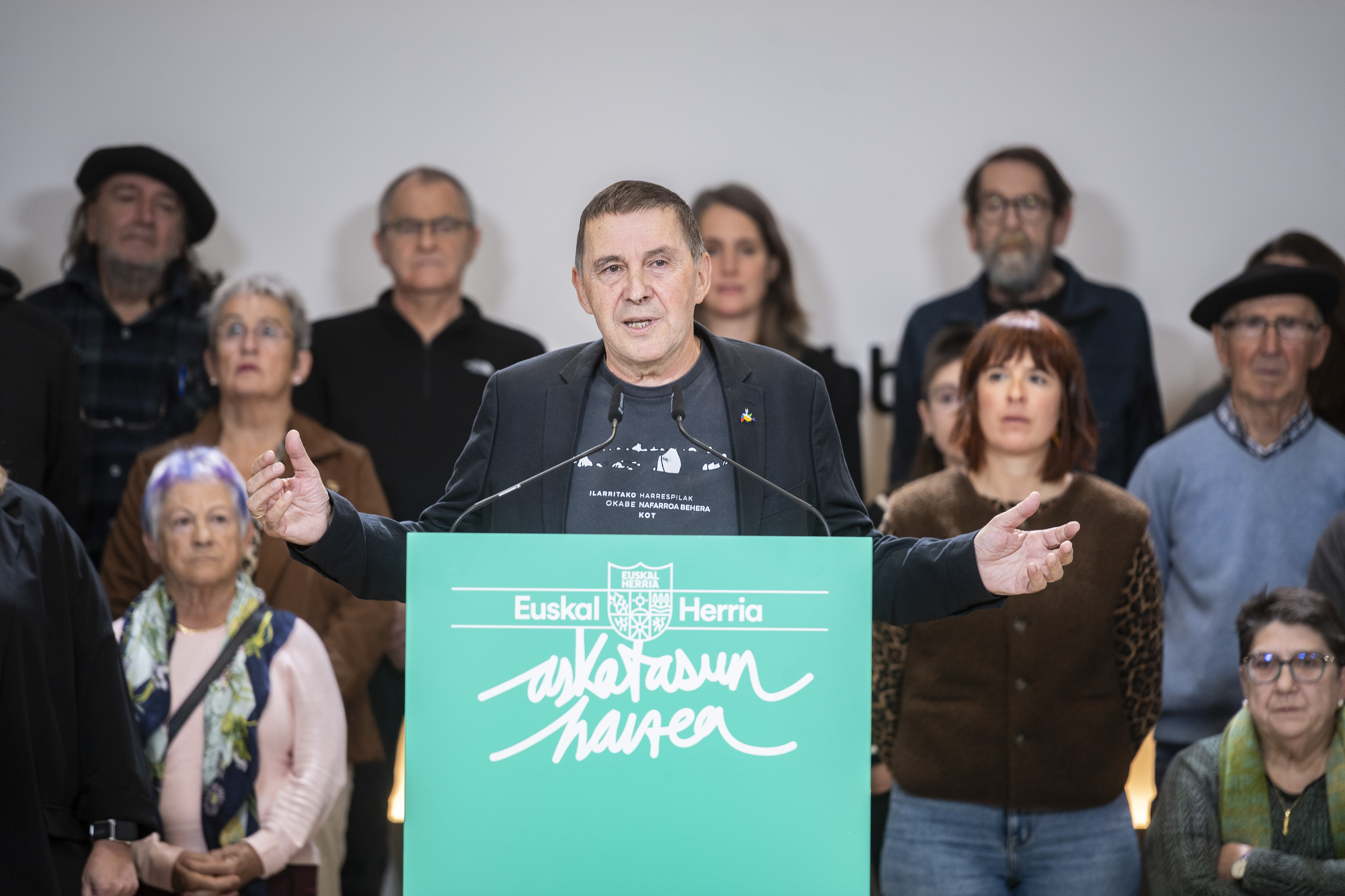 Arnaldo Otegi, gaur, Gasteizen egindako agerraldian. JAIZKI FONTANEDA / FOKU