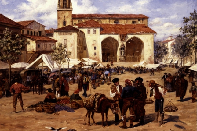 'Gasteizko Plaza Zaharraren ikuspegia' (1885-87), Albert Joseph Franke. ARABAKO ARTE EDERREN MUSEOA