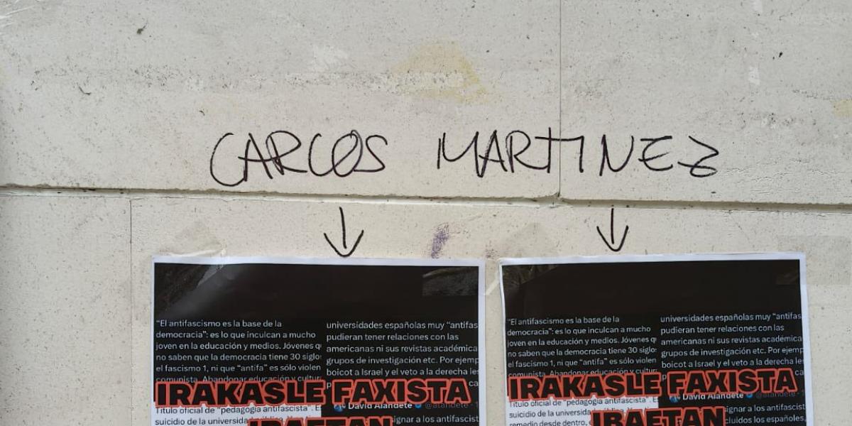 Donostiako Ibaetako campusean agertu diren pintaketak. BERRIA