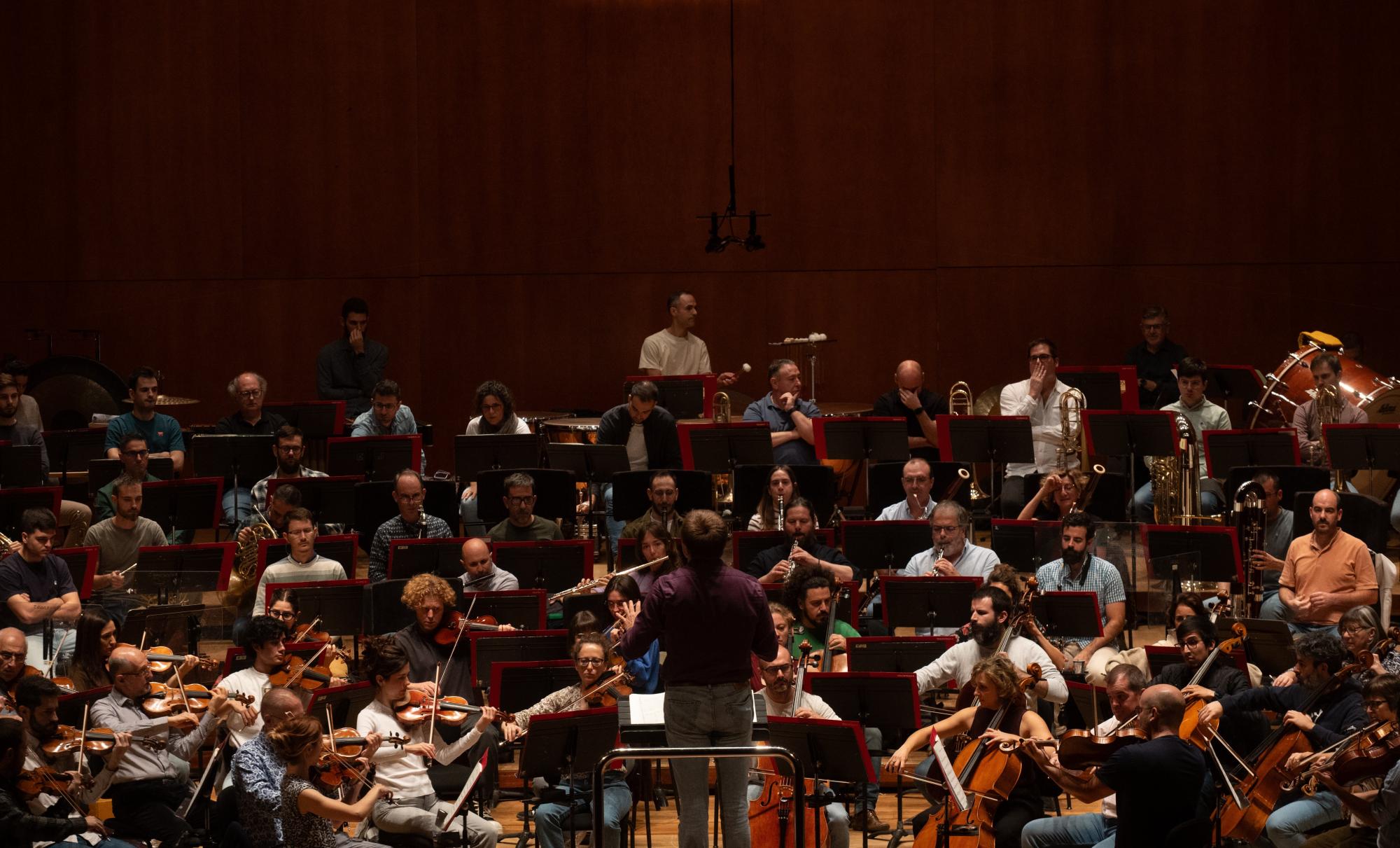 Bilboko Orkestra Sinfonikoaren entsegua, gaur, Bilboko Euskalduna jauregian. GORKA RUBIO / FOKU