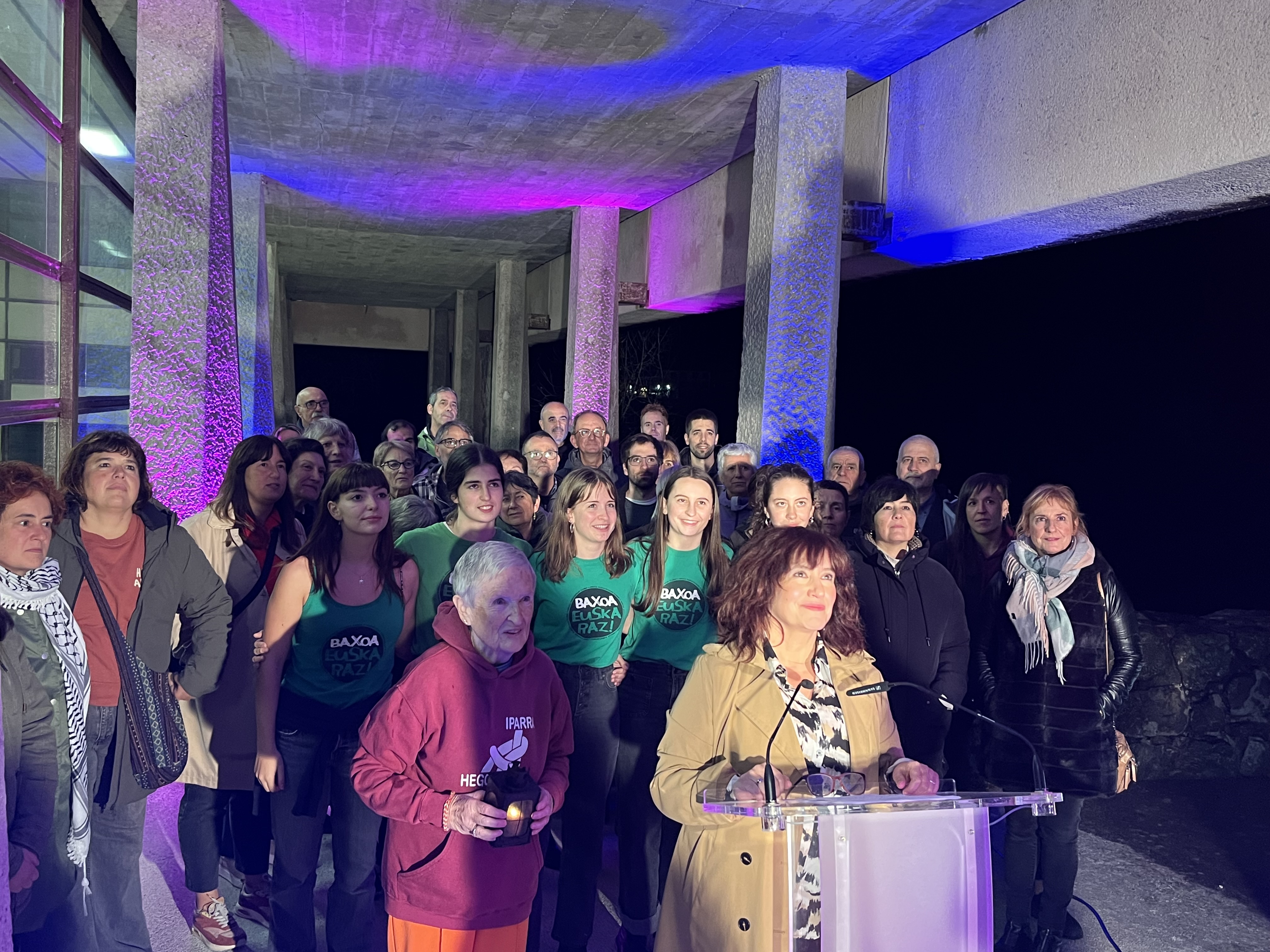 Euskalgintzako kideak Arantzazun egindako agerraldian. BERRIA Euskalgintzako kideak Arantzazun egindako agerraldian. BERRIA