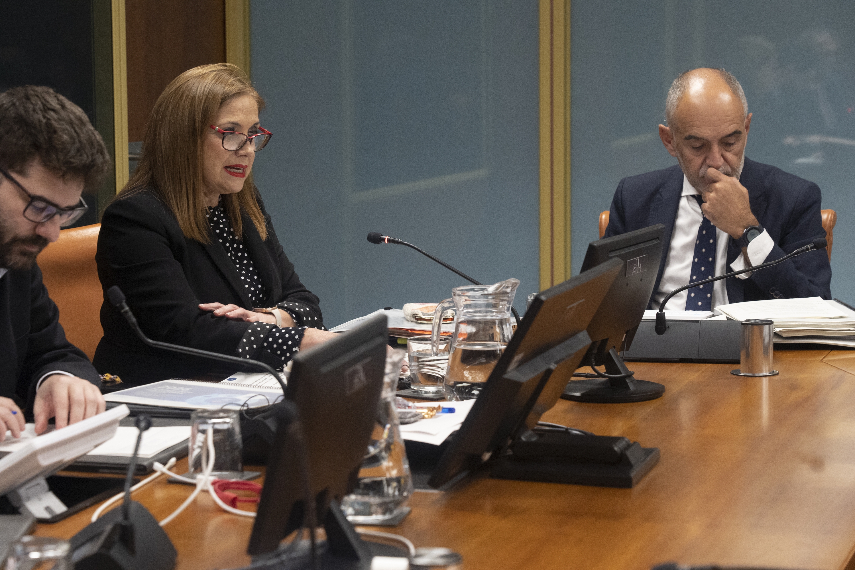 Maria Jesus San Jose, gaur arratsaldeko agerraldian. RAUL BOGAJO / FOKU