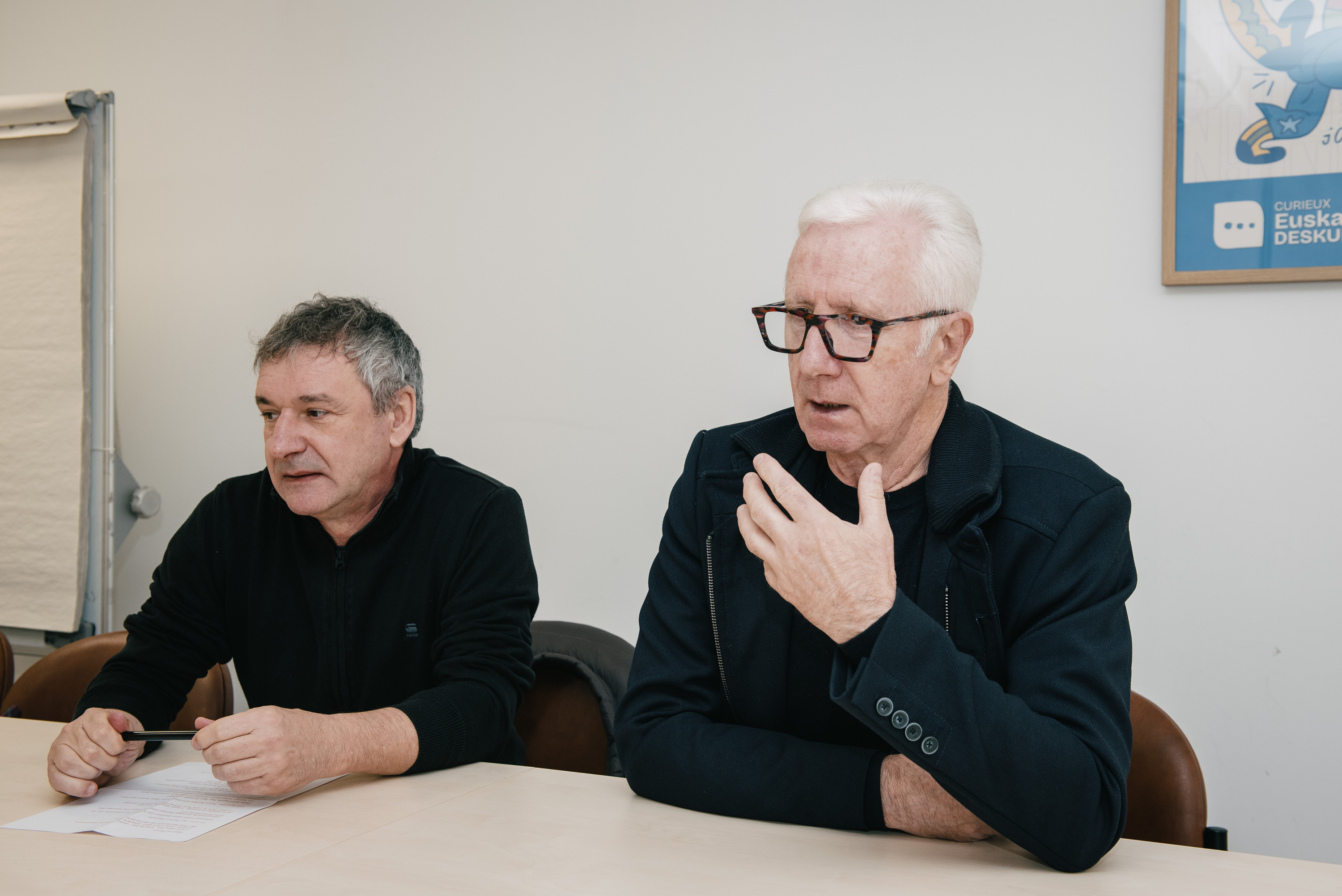 Andres Kamio eta Pier Paul Berzaitz, gaur goizean, Baionan. GUILLAUME FAUVEAU