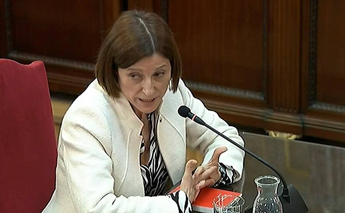 Carme Forcadell Parlamentuko presidente ohia Espainiako Auzitegi Gorenean deklaratzen, iazko otsailean. EFE