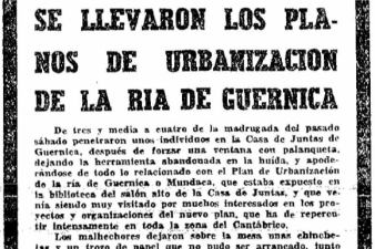 Gernikako ibaiko urbanizazio planoak eraman zituzteneko albistea, La Gaceta del Norte egunkarian.