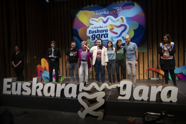 Ane Elordi Korrikaren koordinatzailea eta AEK-ko Nazio Kontseiluko kidean, gaur, Gasteizen. GORKA RUBIO