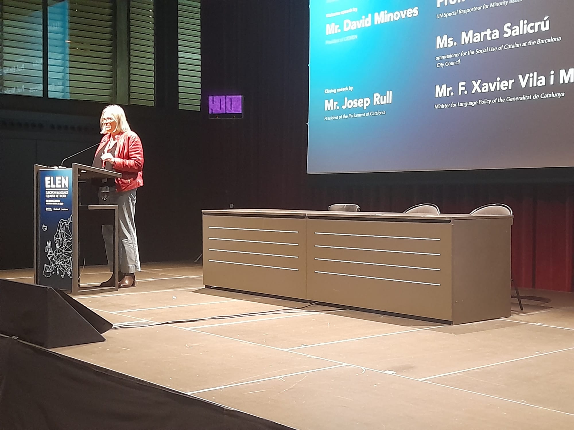 Elin Haf Gruffydd Jones, ELEN Europako hizkuntza gutxituen eragile sozialen sareko jardunaldietan, Bartzelonan. ARANTXA IRAOLA 