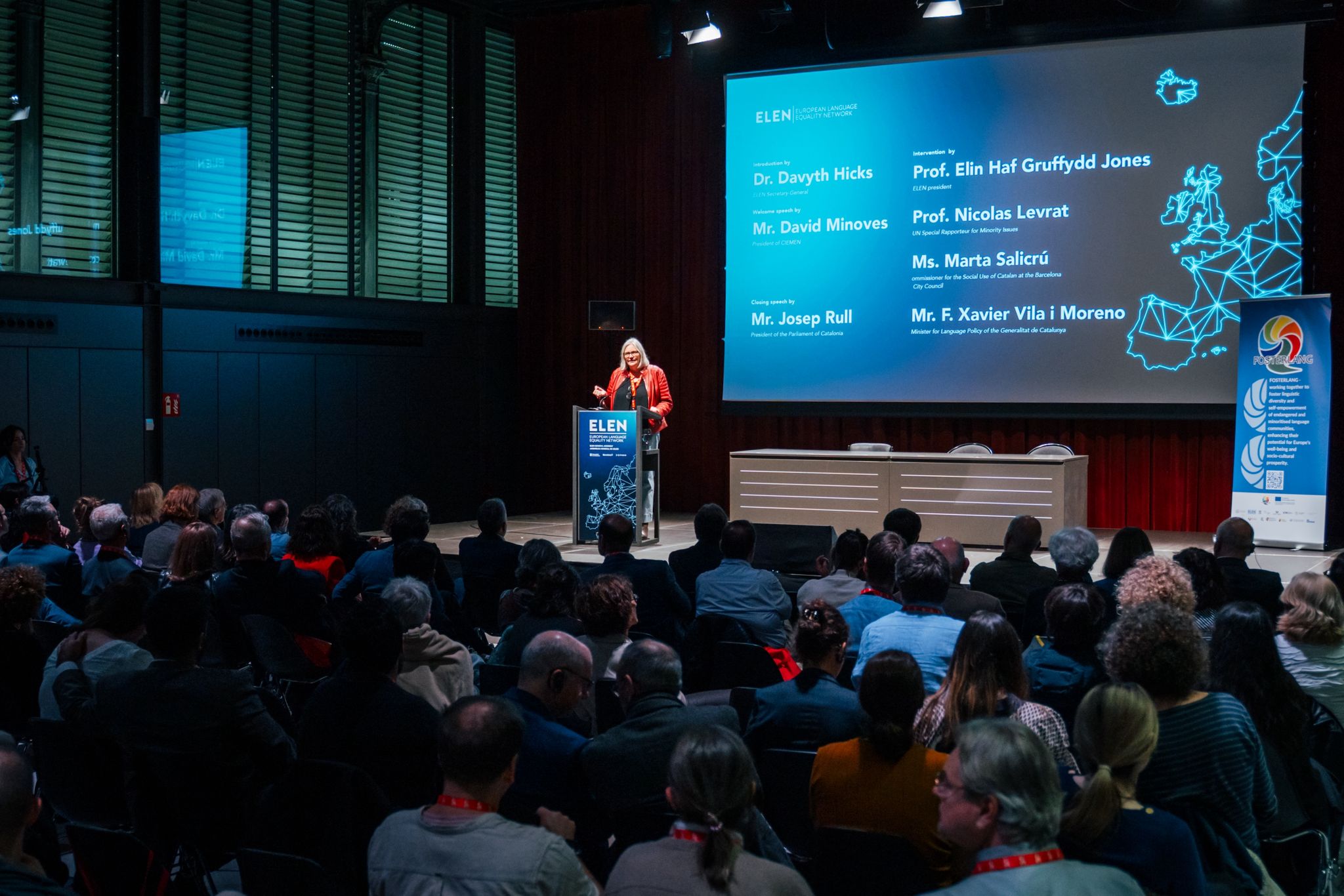Elin Haf Gruffydd Jones, ELEN Europako Hizkuntzen Berdintasunerako Sarearen jardunaldietan, Bartzelonan. CIEMEN