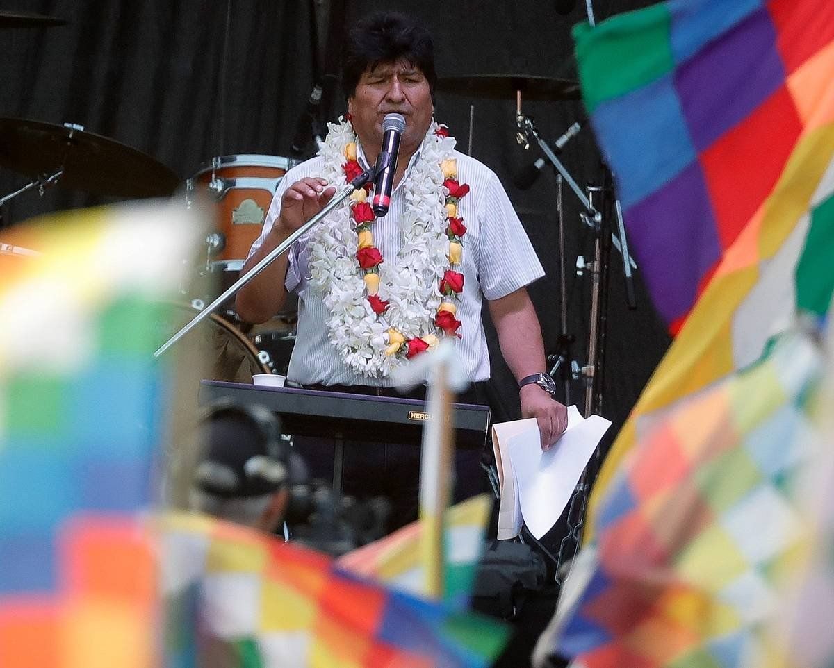 Evo Morales Boliviako presidente ohia, Buenos Airesen, Boliviako Nazioaniztasunaren Eguneko ekitaldian, urtarrilaren 22an. JUAN IGNACIO RONCORONI, EFE