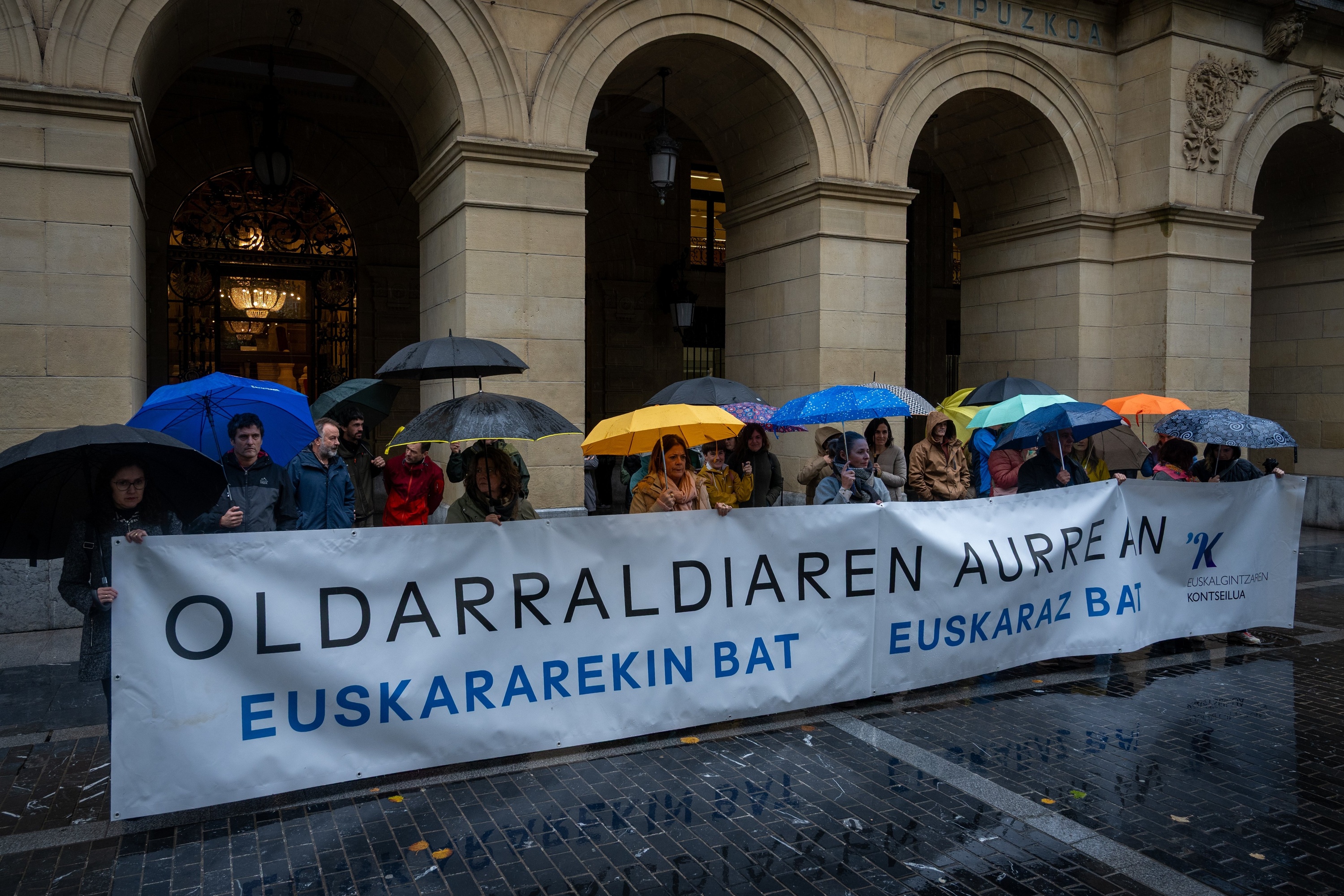 Kontseilua, ELA eta LABen elkarretaratzea, gaur, Donostian. GORKA RUBIO / FOKU
