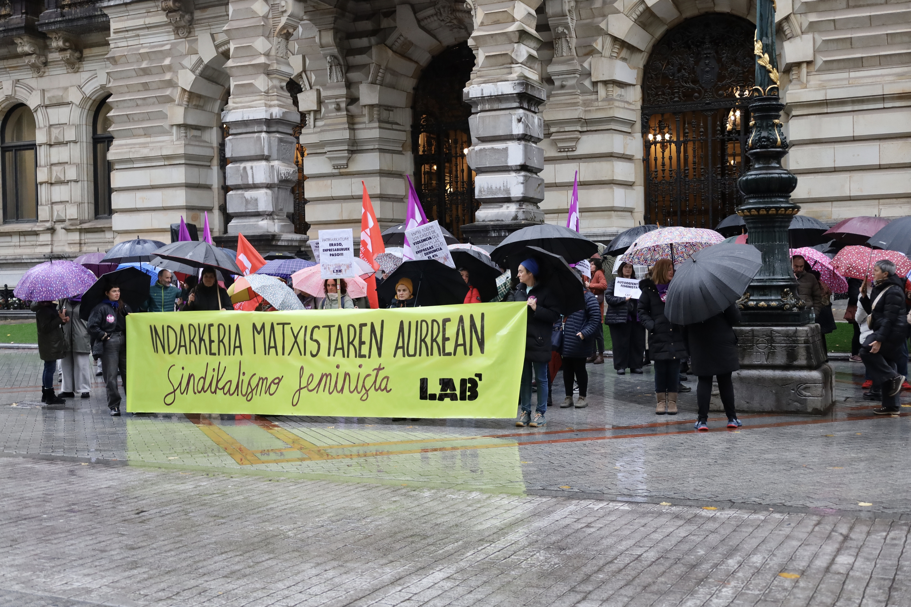 LAB sindikatuak Bilbon egindako protesta, gaur. LAB