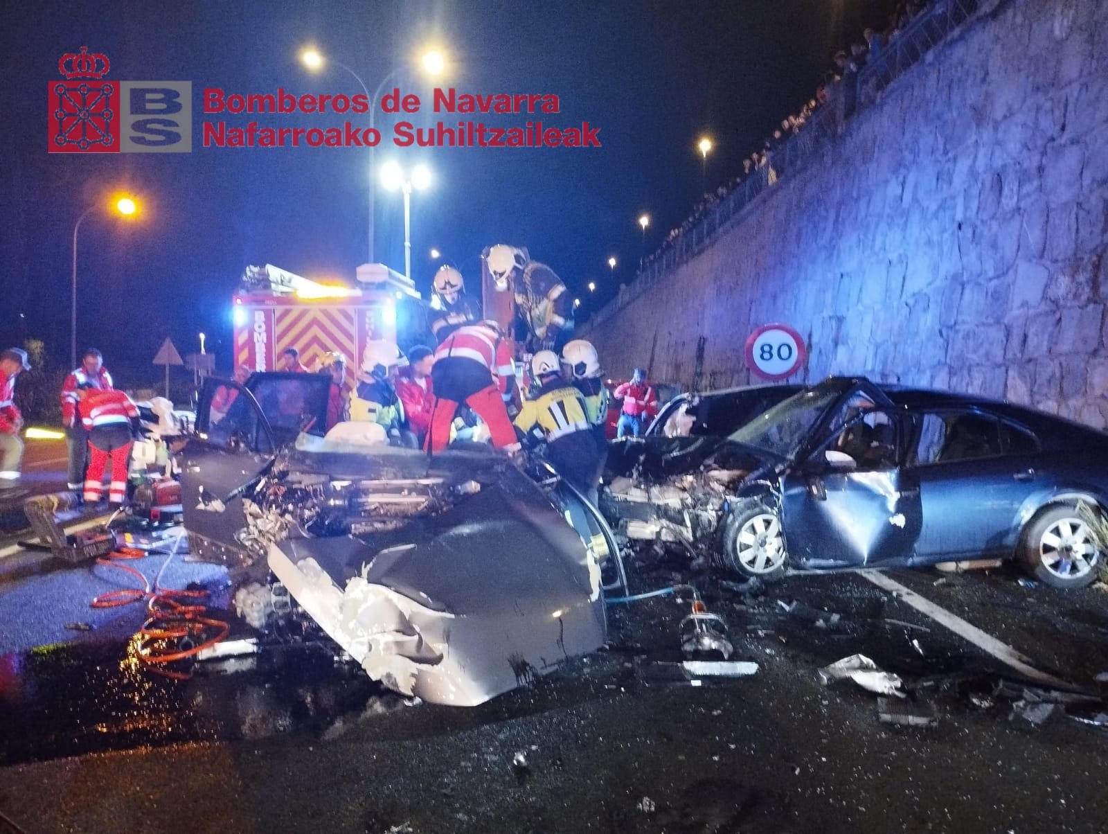 Zizur Nagusian larunbatean izandako istripuaren irudia. NAFARROAKO SUHILTZAILEAK