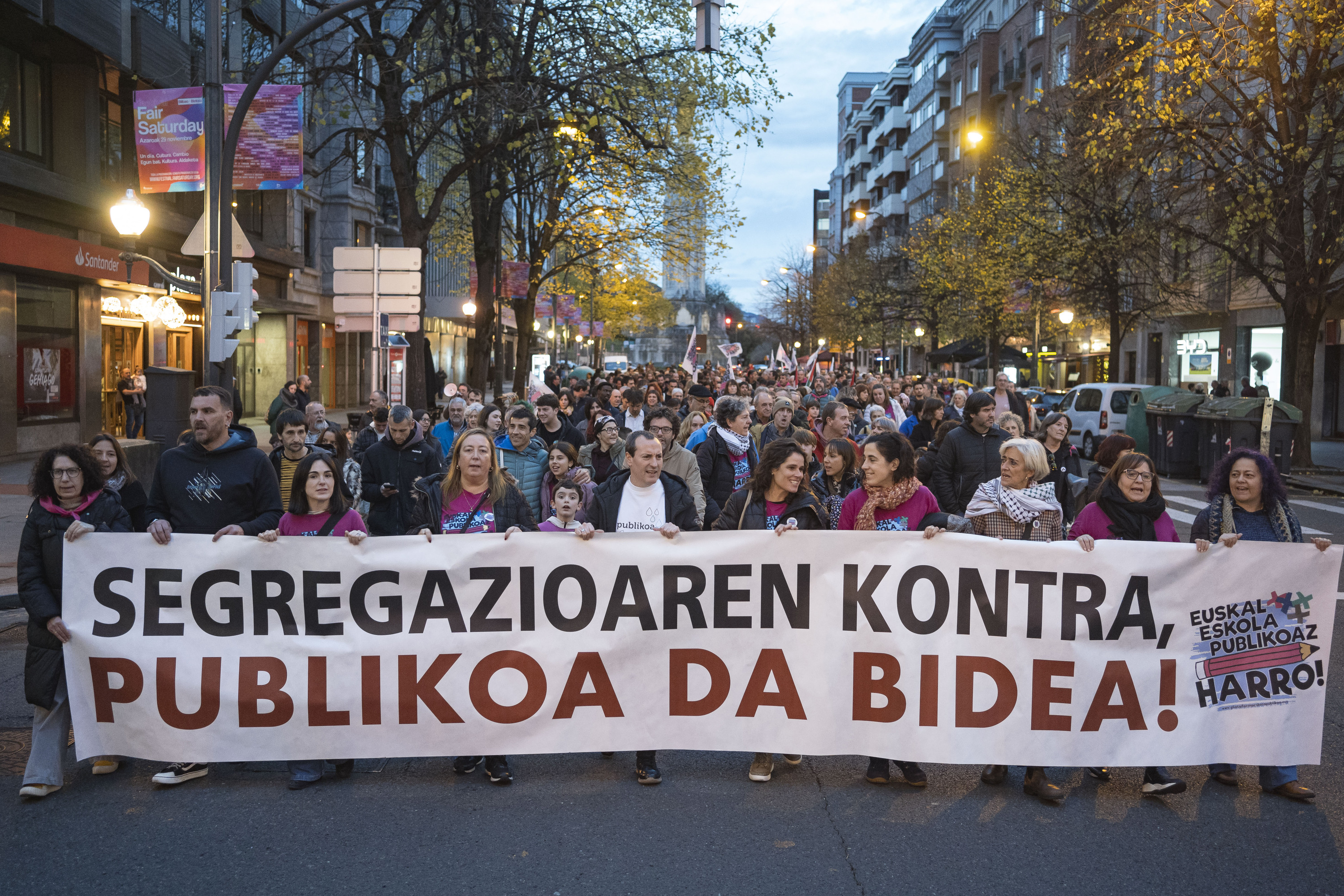 Manifestazioaren burua, gaur, Bilbon. ARITZ LOIOLA / FOKU