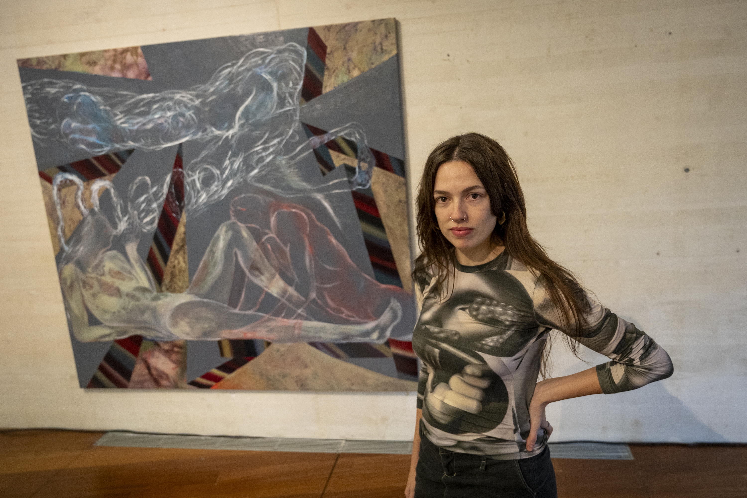 Natalia Suarez Ortiz de Zarate bere lanetako baten alboan, abenduaren 4an, Donostian. GORKA RUBIO / FOKU