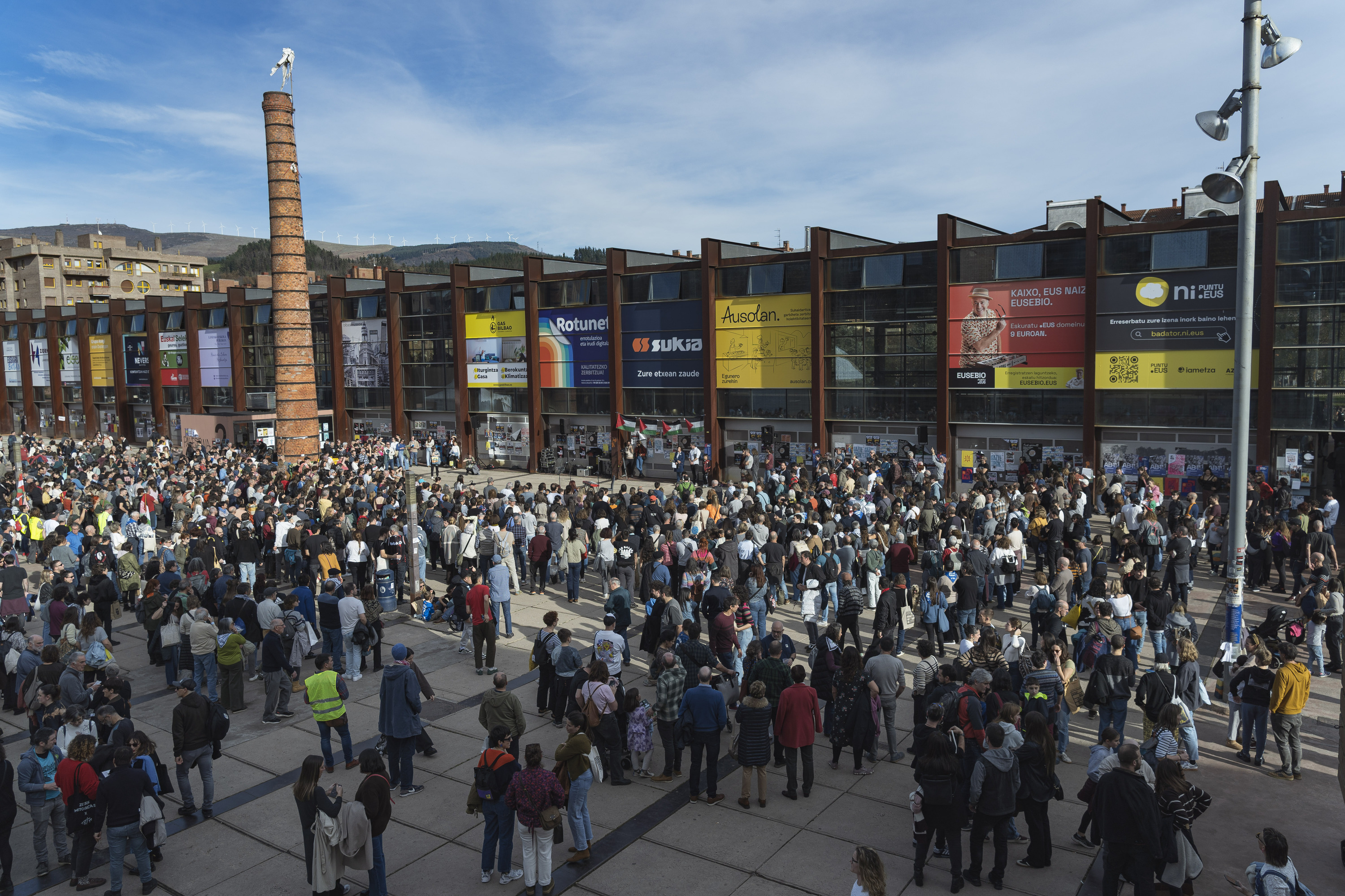 Palestinaren aldeko ekitaldia, gaur, Durangoko Azokan. ARITZ LOIOLA / FOKU