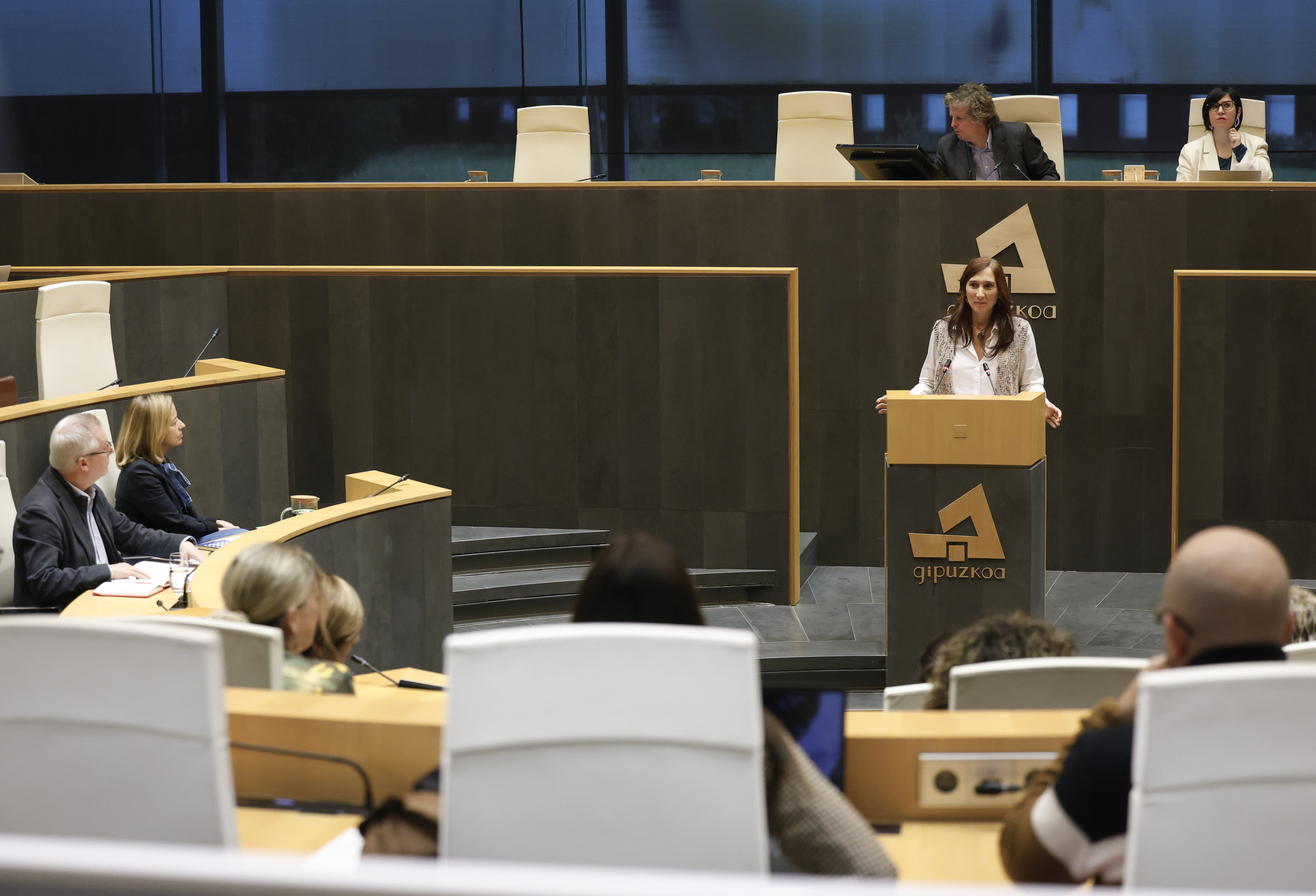 Miren Etxebeste Gipuzkoako Elkarrekin Ahal Dugu-ko batzarkidea, gaur, Gipuzkoako Batzar Nagusietan, Donostian. EFE