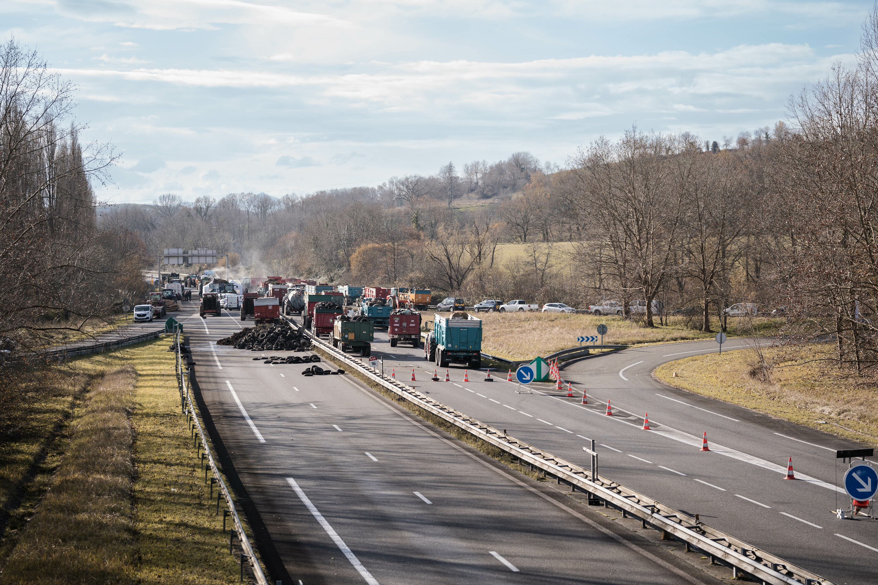 Laborarien blokeatze gunea, abenduaren 16ko argazki batean. NAHIA GARAT