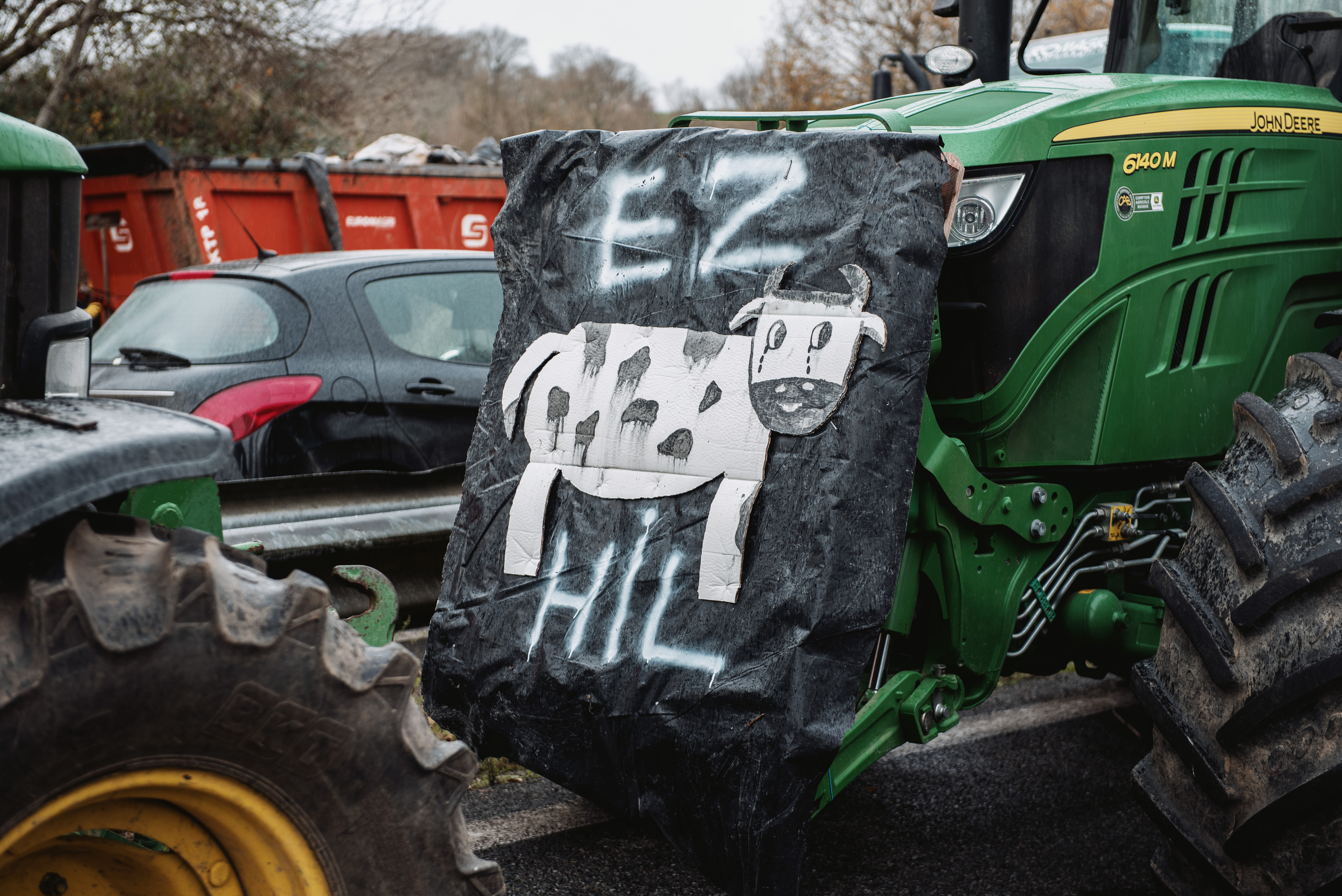 Laborariak, gaur, A64 autobidea blokeatzen, Beskoitzen. GUILLAUME FAUVEAU