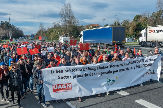 (ID_15681038) (Andoni Canellada/@FOKU) 2026-01-15, Irun. Enba, EHNE eta UAGA nekazari elkarteen mobilizazioa Irungo mugan, EBren et...